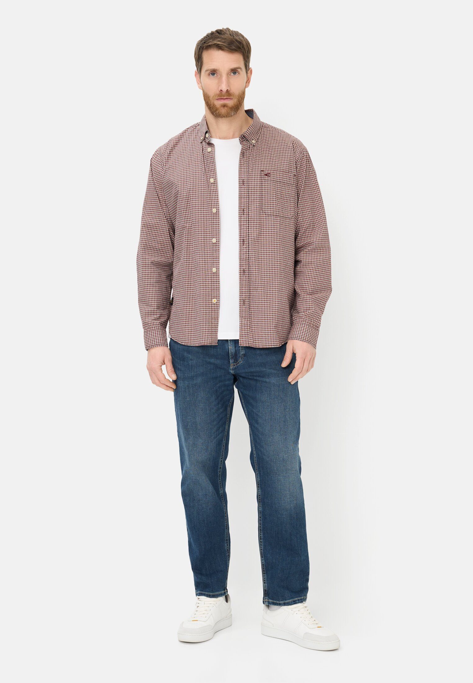 camel active Karohemd mit Brusttasche Langarm Button-Down