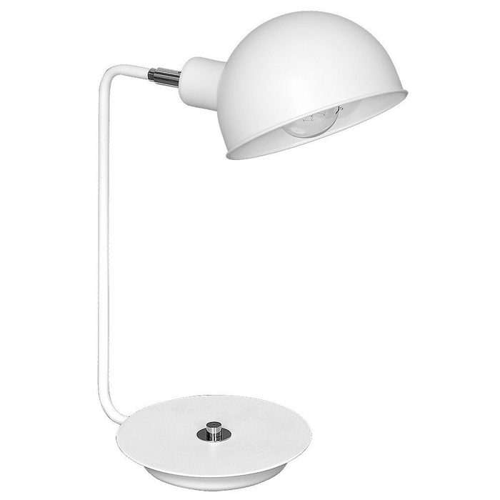 Licht-Erlebnisse Schreibtischlampe DEVIN ohne Leuchtmittel Kleine Tischlampe Weiß Metall 40cm Halb-Kugel Office Arbeitszimmer