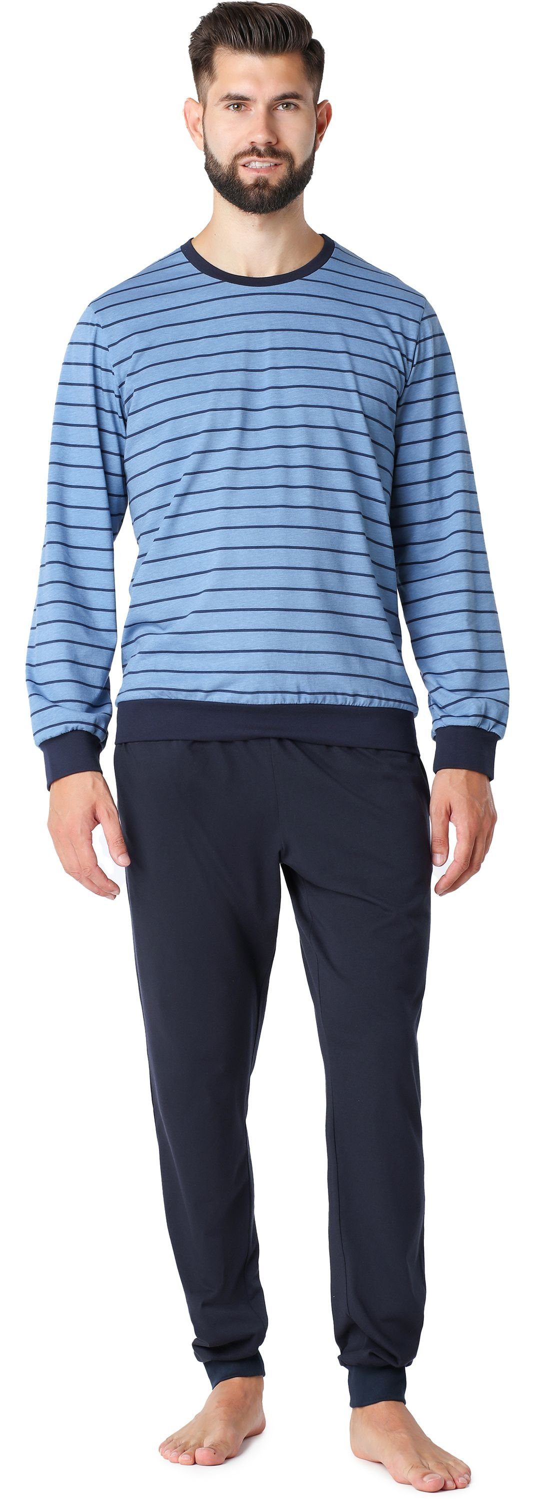 Ladeheid Schlafanzug Herren Schlafanzug aus Baumwolle LA40-228 Ozean Marineblau