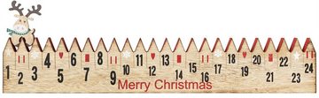BRUBAKER Tischkalender Adventskalender aus Holz mit Rentier - Weihnachtsdekoration Kalender, zum Aufstecken - Naturfarben 55 x 9,6 x 1,8 cm