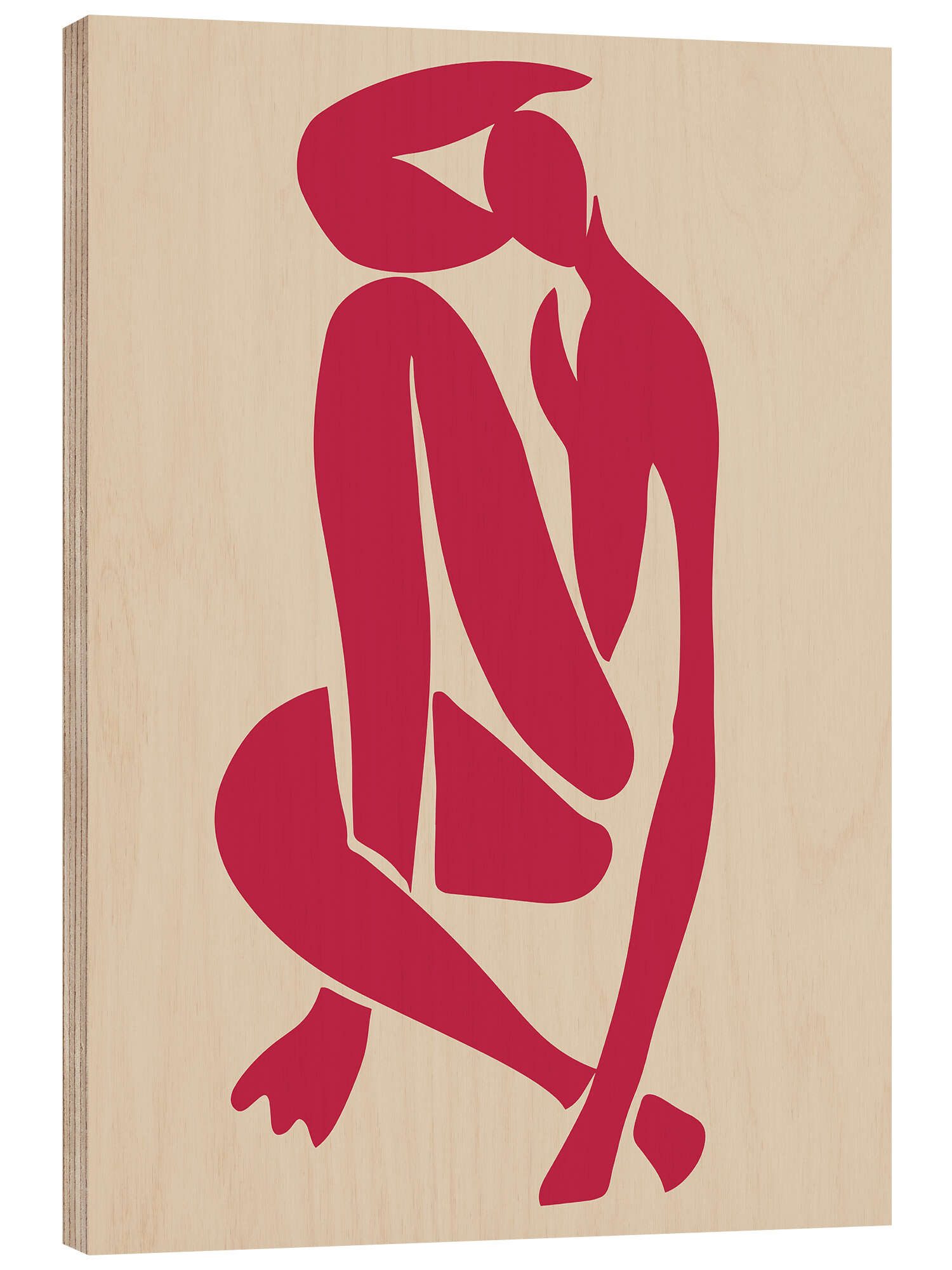 Posterlounge Holzbild Matisse Inspired Art, Viva Magenta Matisse Figurine II, Minimalistisch Grafikdesign