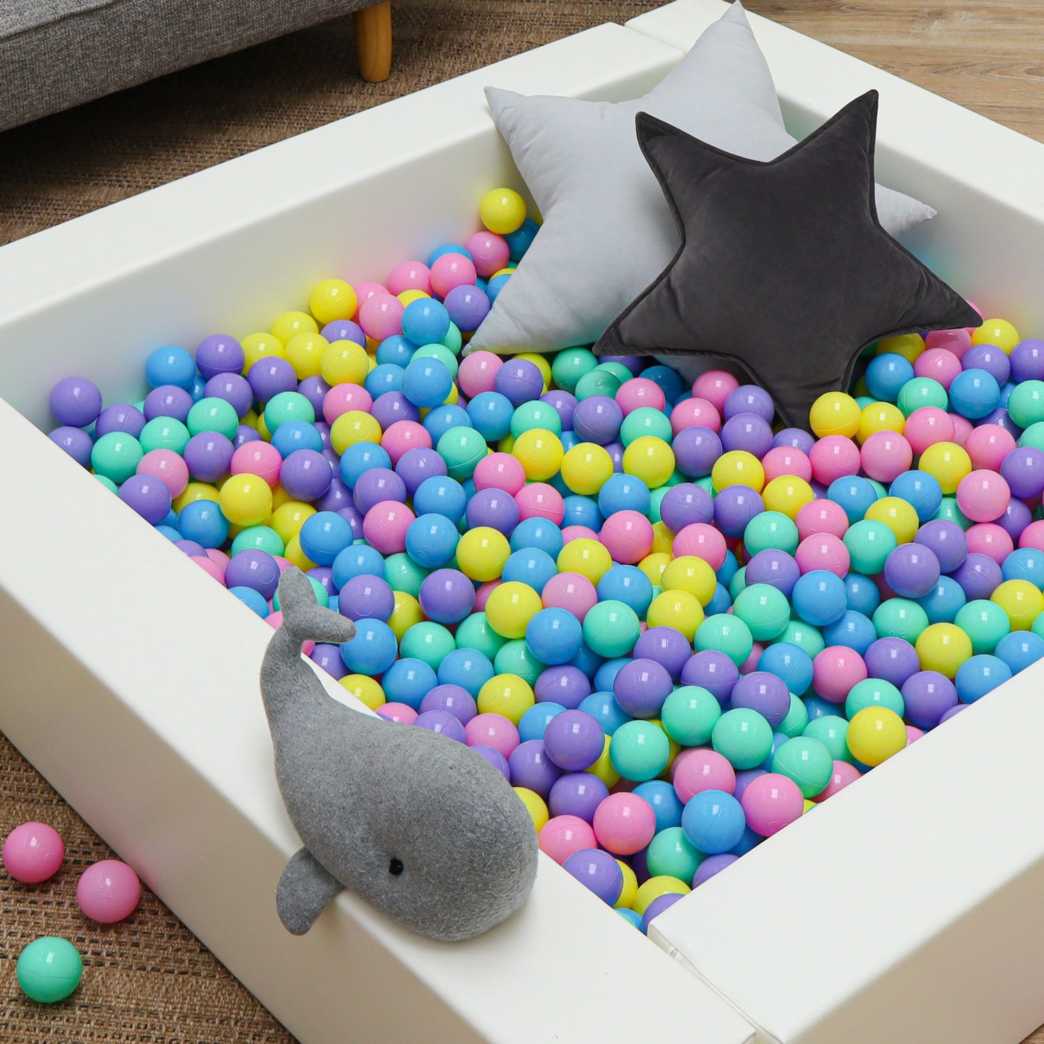 LittleTom Bällebad-Bälle Ab dem 1. Tag: Babybälle zum Greifen - Plastikbälle für den Bällepool (1000-St), Für Bällebäder, Pools, Zelte, Sandkästen - sogar Haustiere