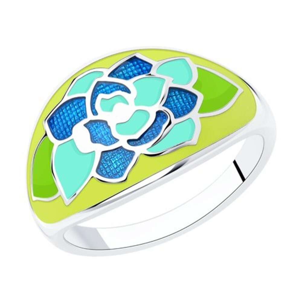 Secretforyou Fingerring Toller Silberring mit Emaille Ethnologie Style Damenschmuck