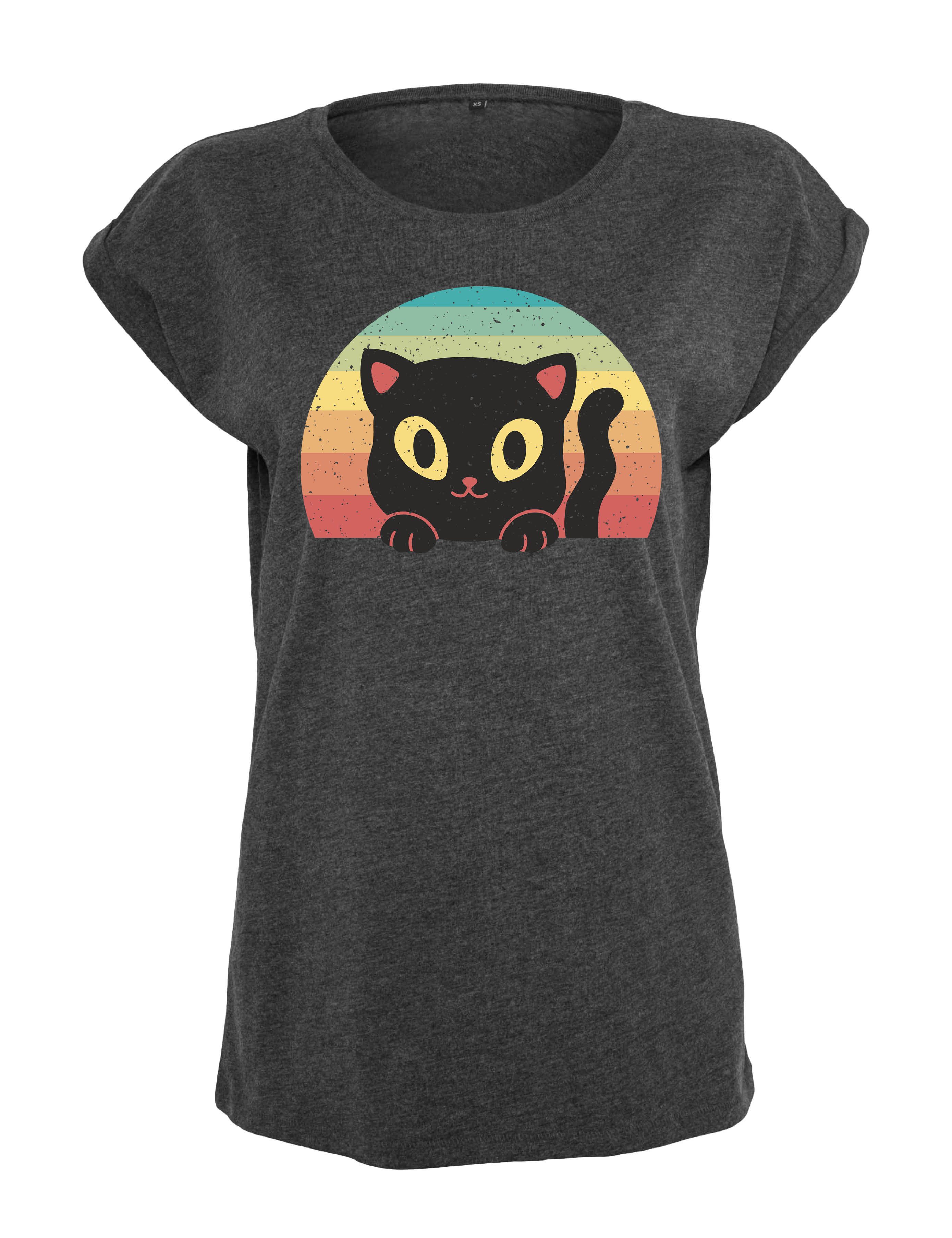 Youth Designz Print-Shirt "Retro Black Cat" günstig online kaufen