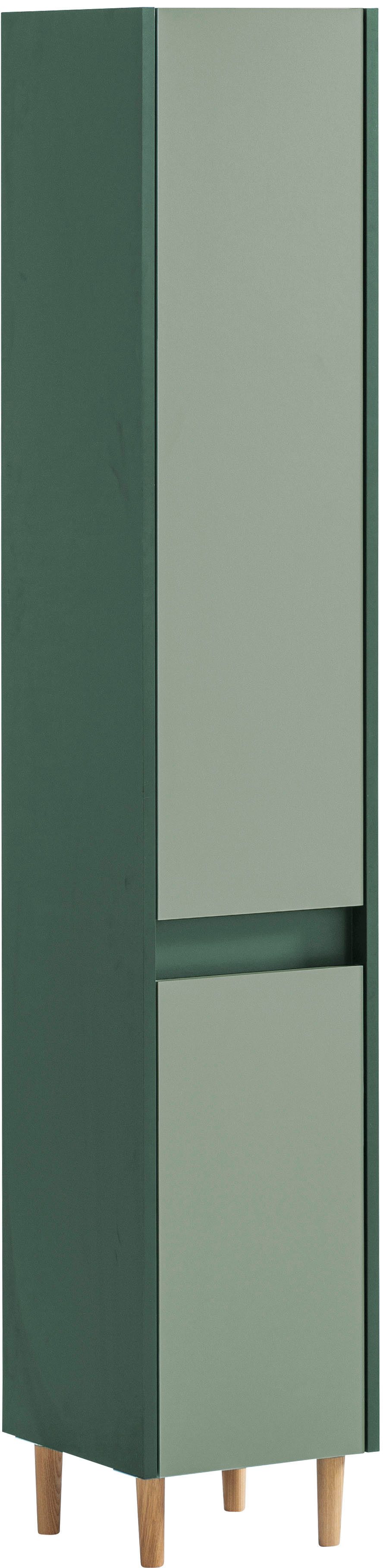 welltime Hochschrank Lovis, Breite 30 cm Wechselbarer Türanschlag, Möbelfüße aus Massivholz