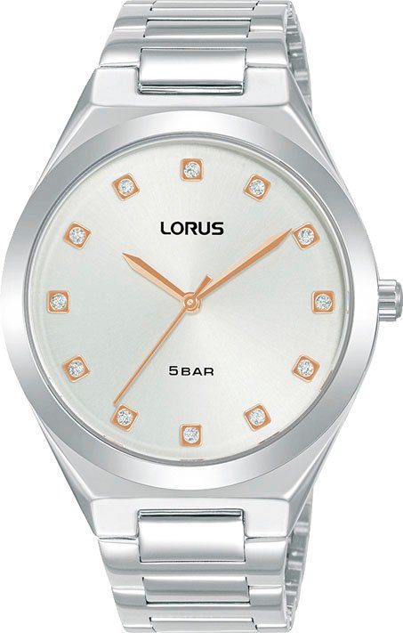 LORUS Quarzuhr RG201WX9, Armbanduhr, Damenuhr, Glitzer, Edelstahlarmband