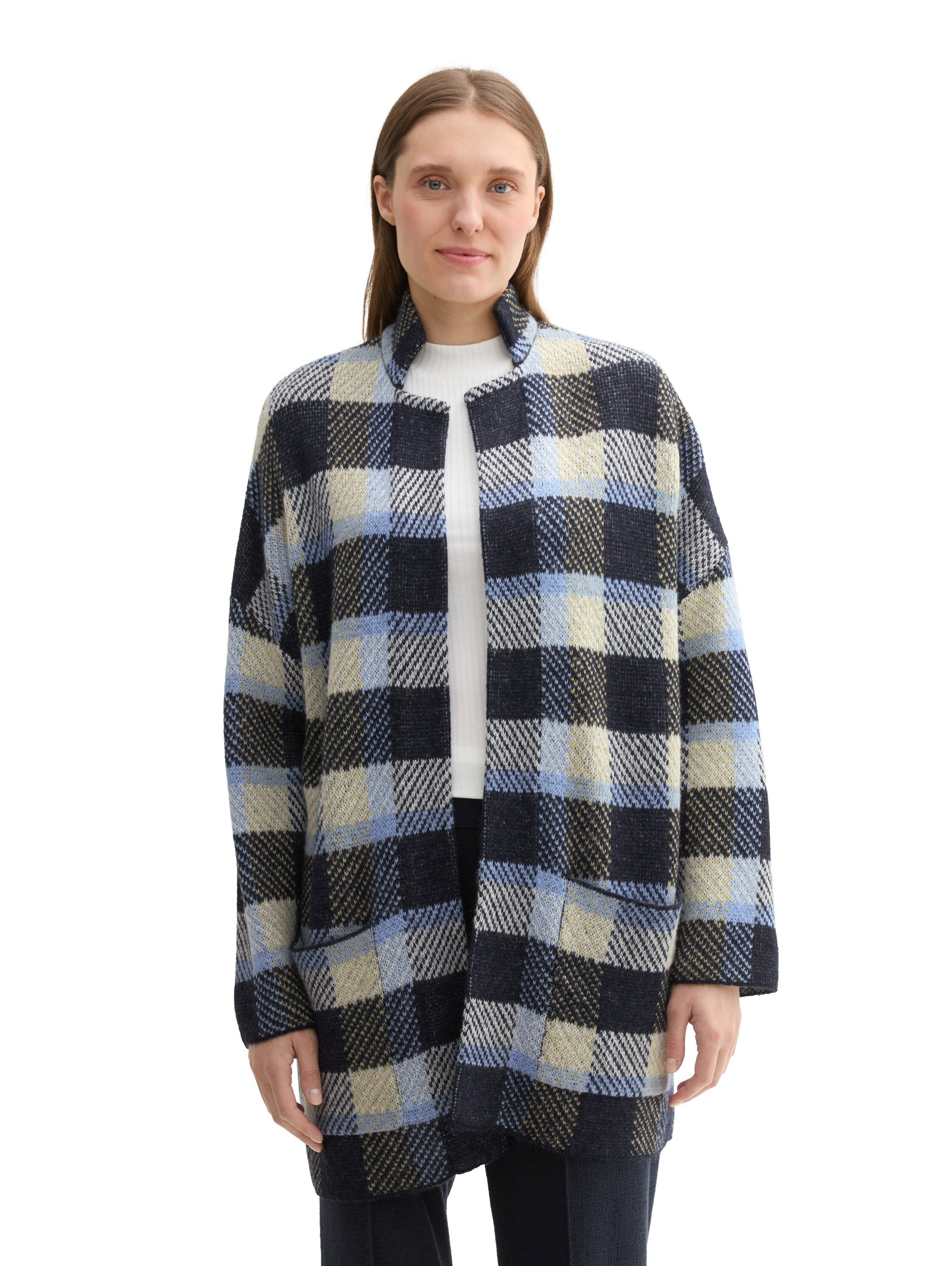 TOM TAILOR Jacquardstrickjacke im Karo-Design und günstig online kaufen
