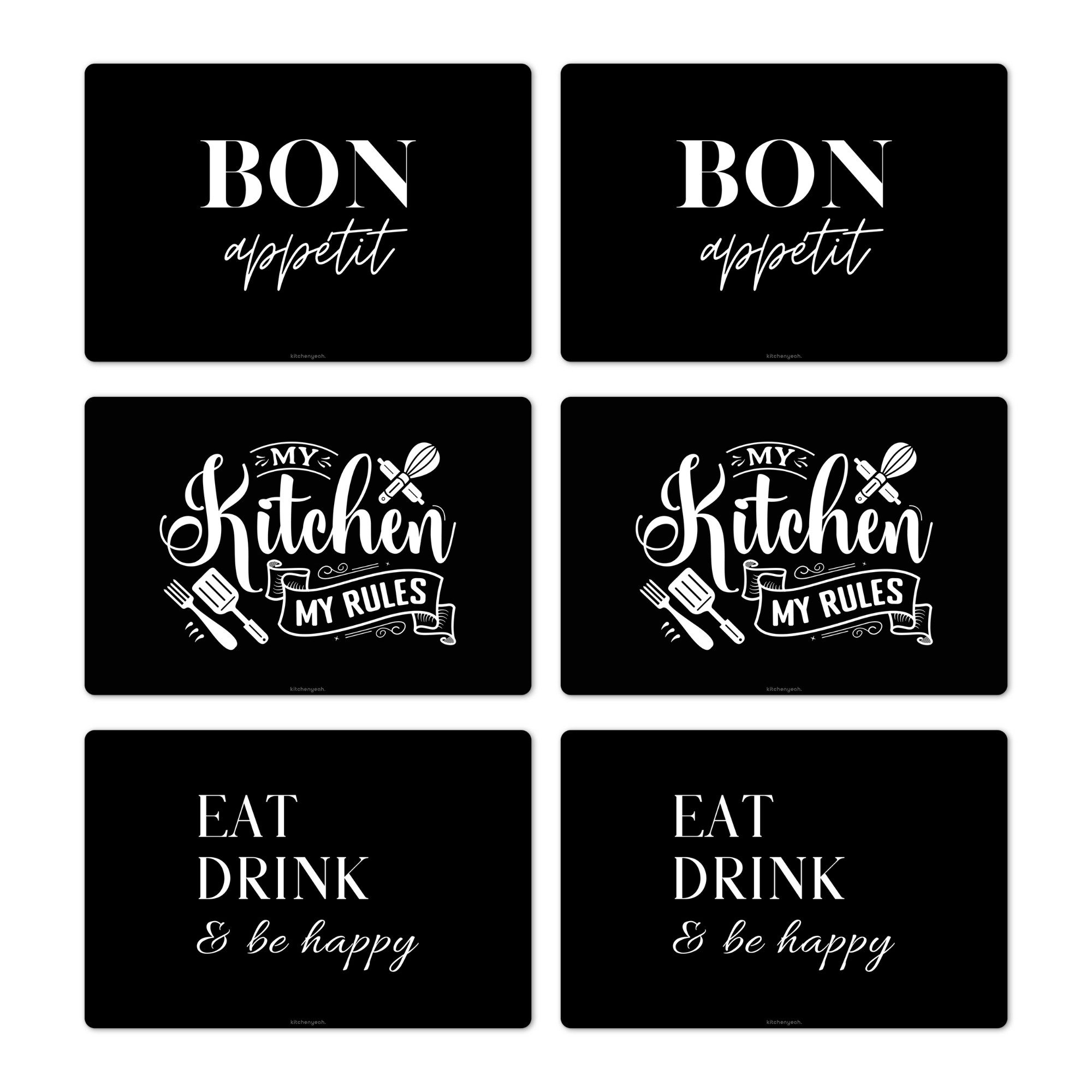 MuchoWow Platzset Küchenspruch - Schwarz, (6-St), Platzsets, Tischset, Abwa günstig online kaufen