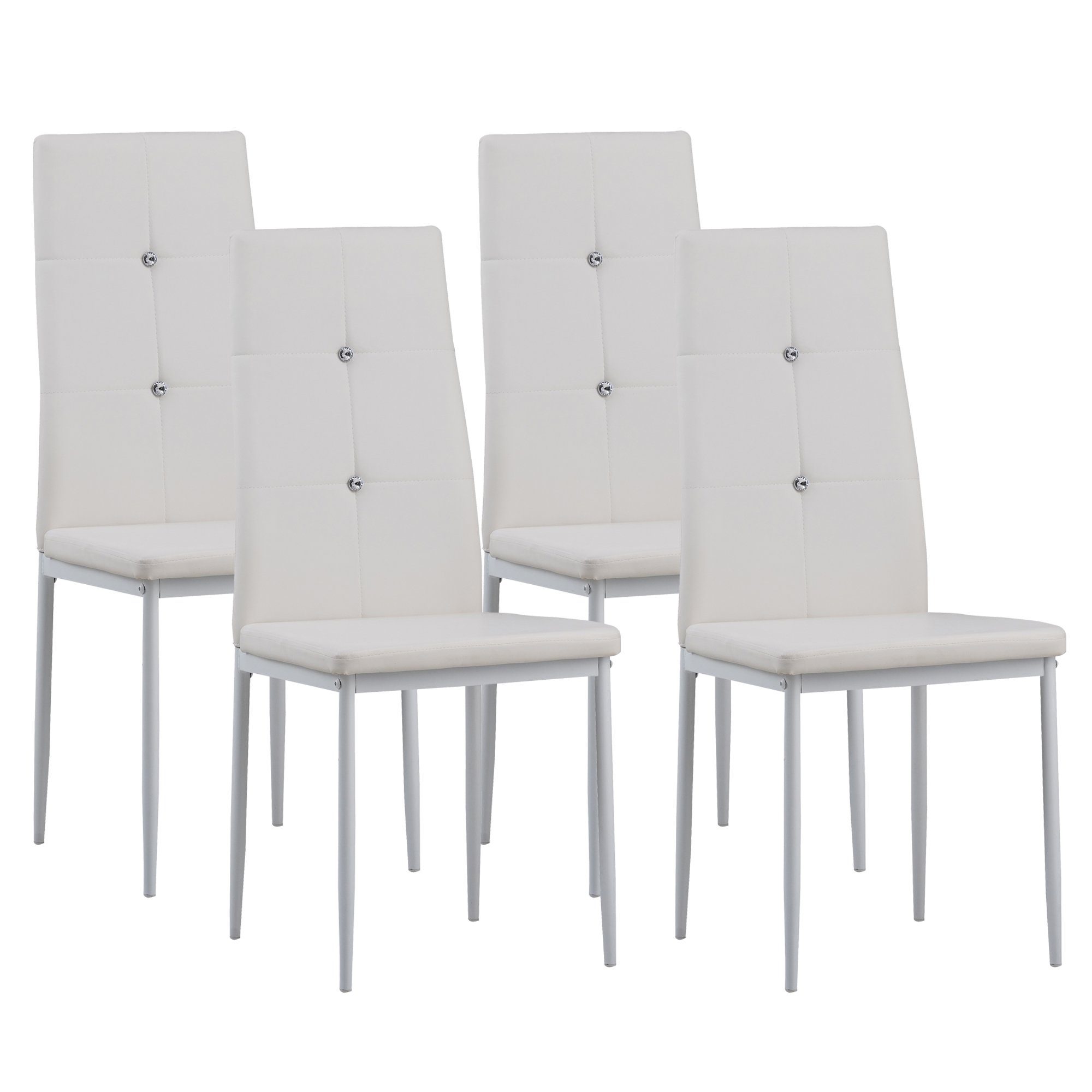 Esszimmerstuhl Esszimmerstühle DIAMOND 4er Set weiss kunstleder bequem