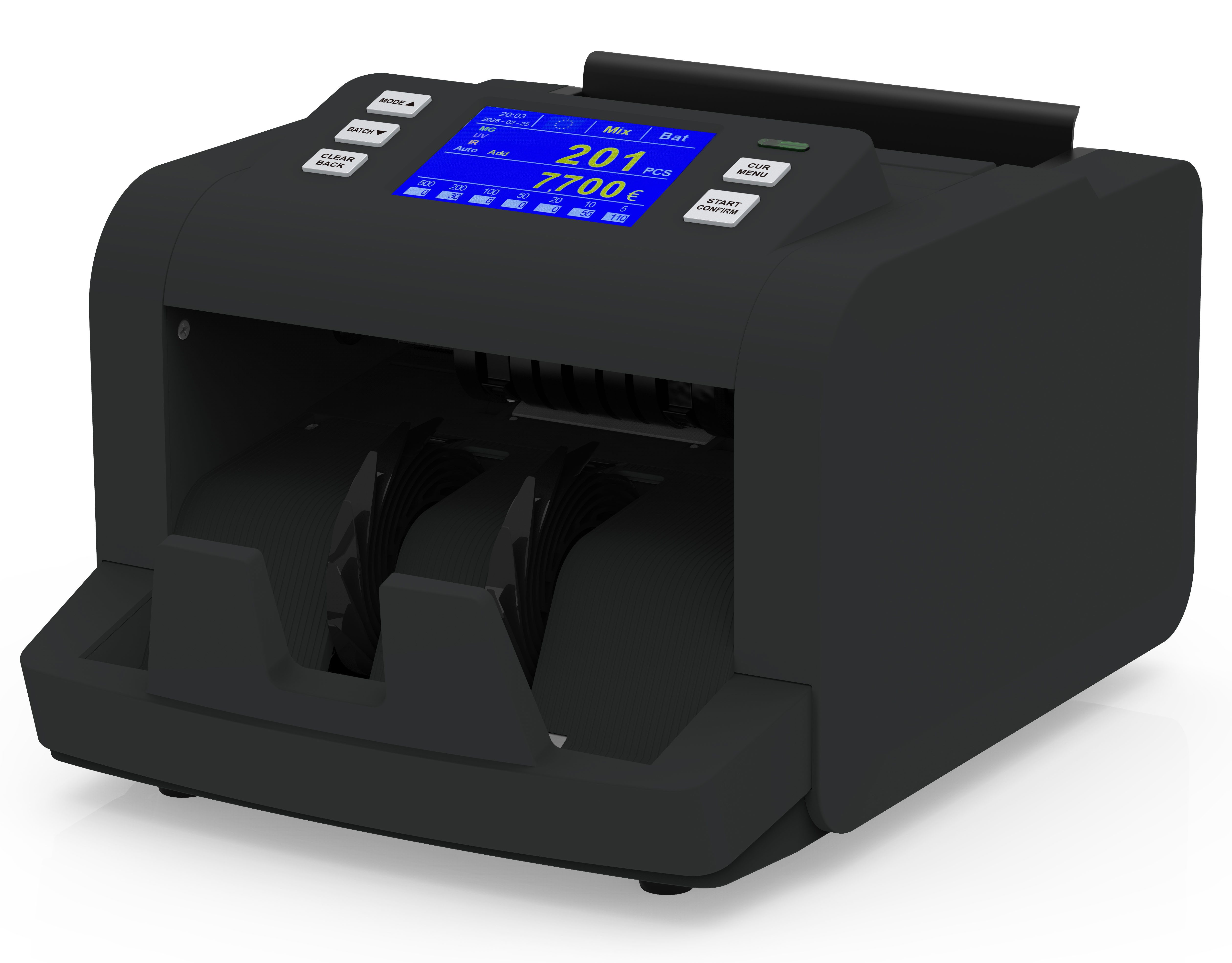 Securina24 Banknotenzähler Geldzählmaschine Geldzähler für gemischte Geldscheine SR7700