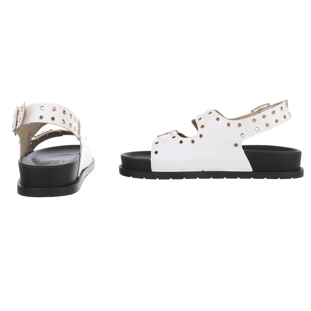 Ital-Design Moderne Sandalen mit Schnallen und erstklassigem Komfort Riemchensandalette (89323132) Flach Riemchensandalen in Weiß – Bild 5 von 5