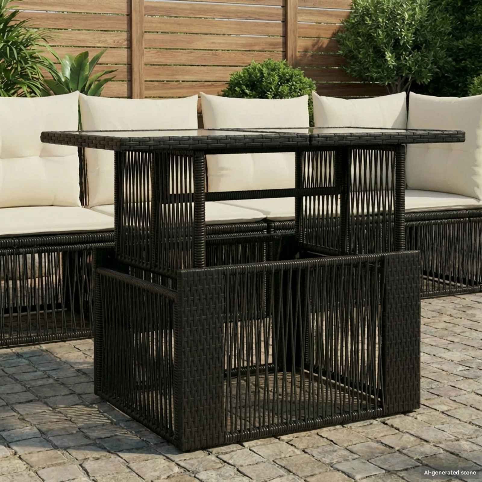 vidaXL Gartentisch Garten Lifting Up Tisch Schwarz 100 x 55 x 37 cm (1-St)