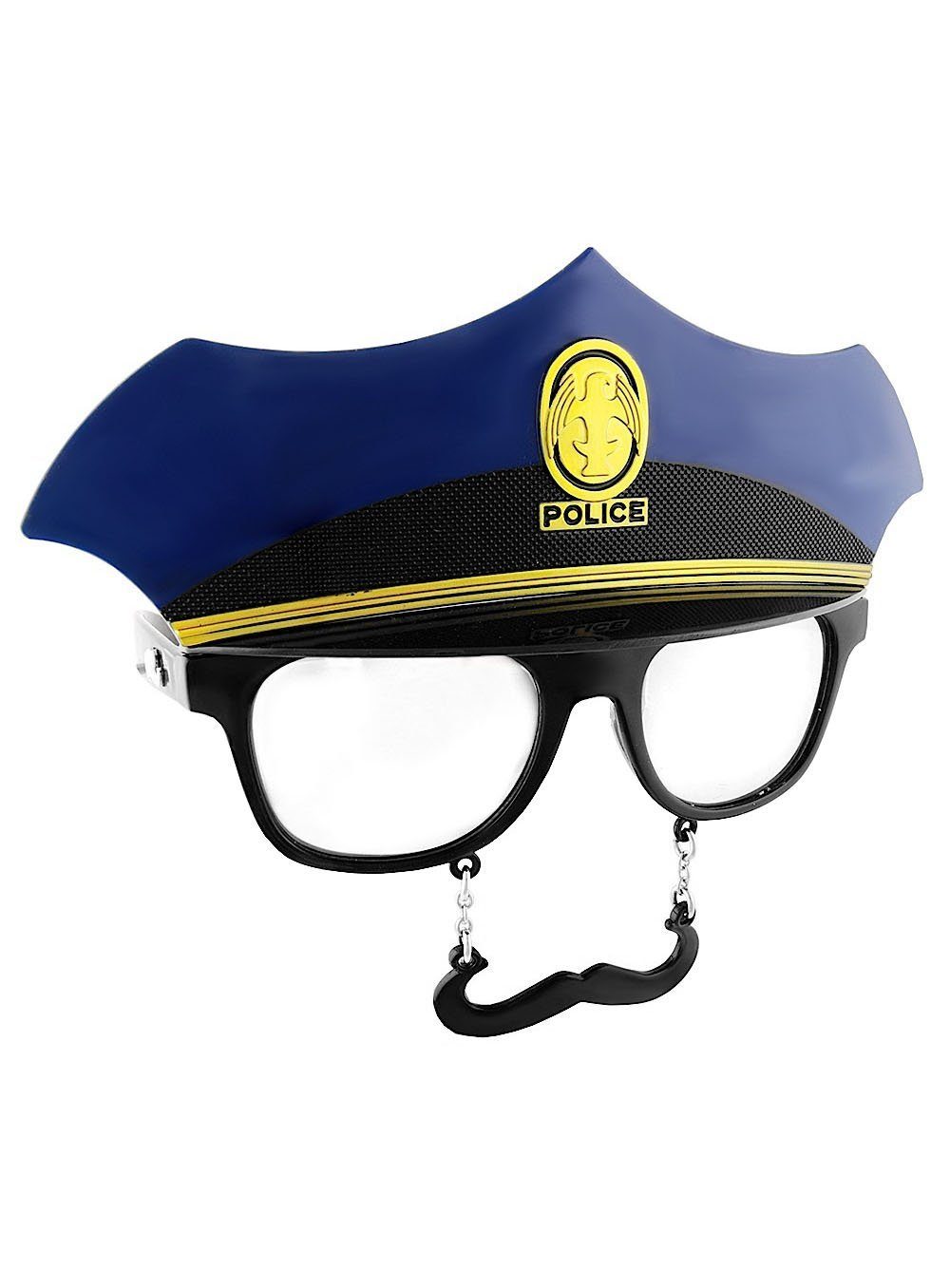 Sun Staches Polizei-Kostüm Partybrille Polizist, Lustige Brille mit Bart