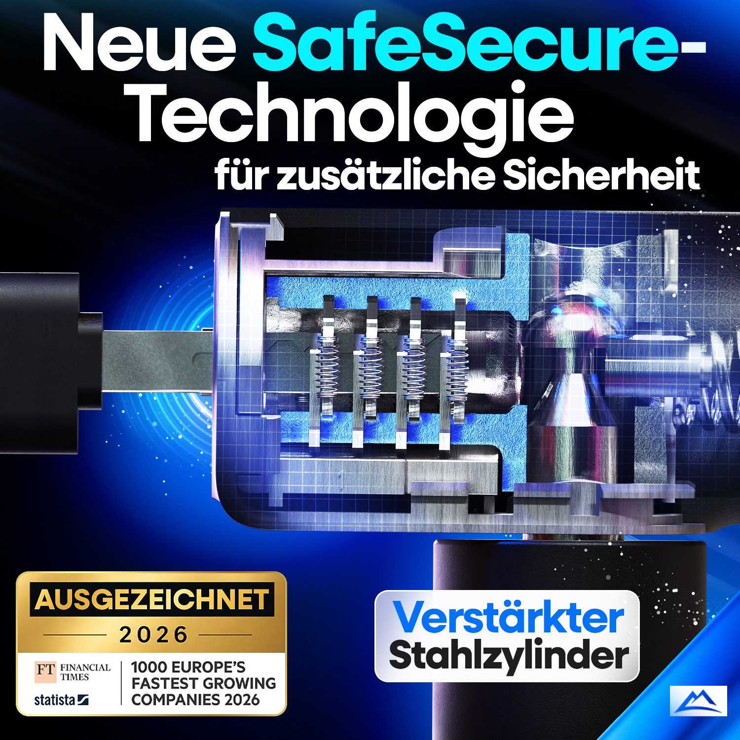 Nextcover Kettenschloss NEXTCOVER® Fahrradschloss LockOne mit Zahlencode oder Schlüssel