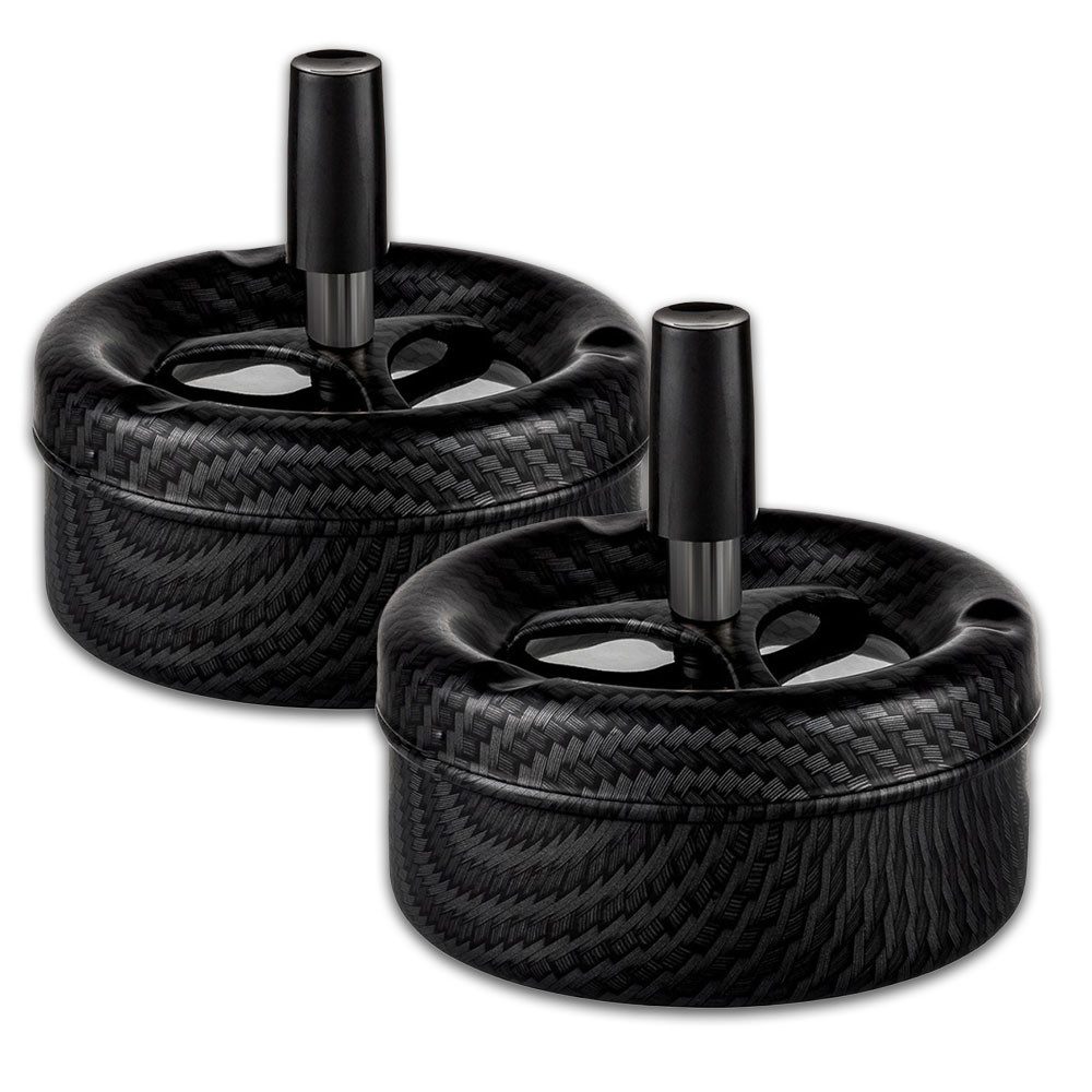 Aschenbecher 2x Drehaschenbecher Schleuderaschenbecher Carbon Design Set