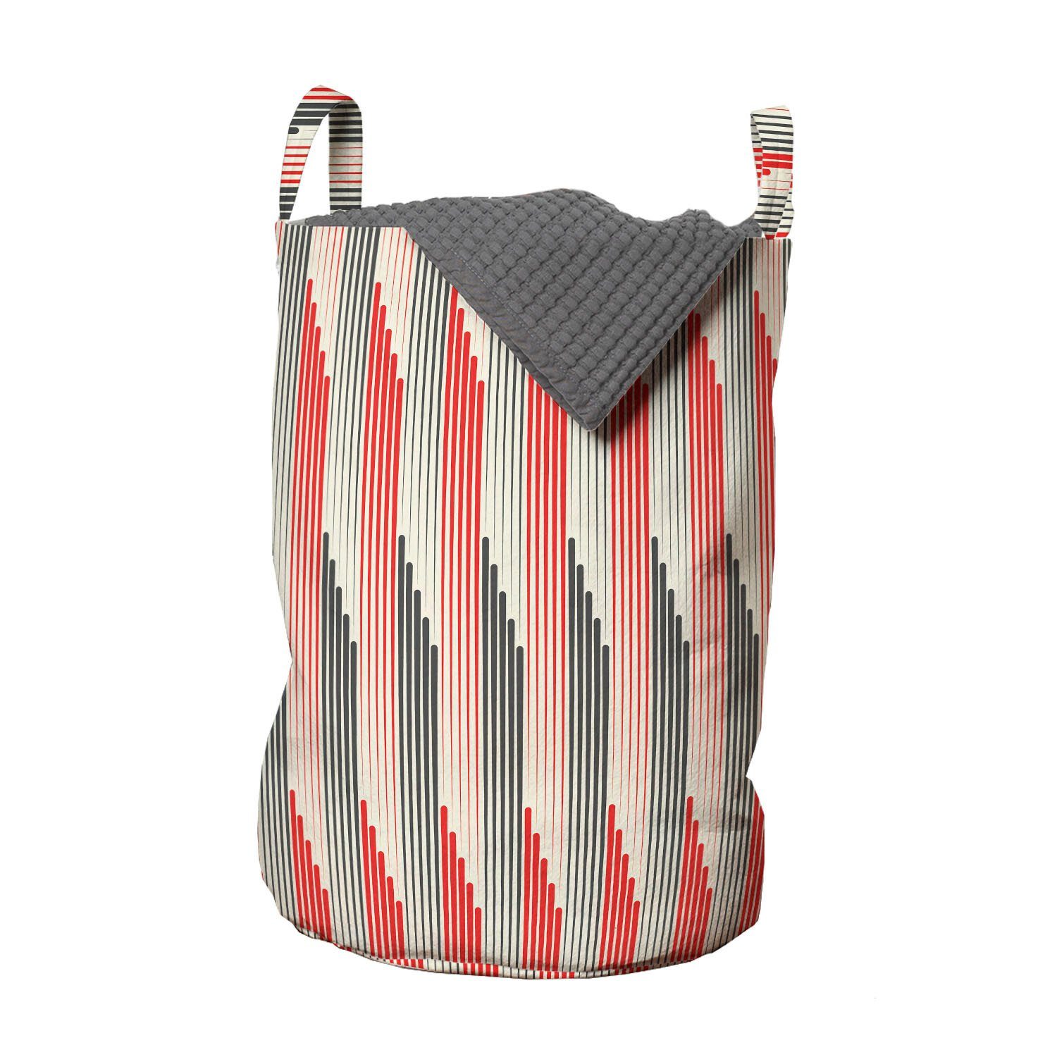 Abakuhaus Wäschesäckchen Wäschekorb mit Griffen Kordelzugverschluss für Waschsalons, Abstrakt Retro Bicolor Striped
