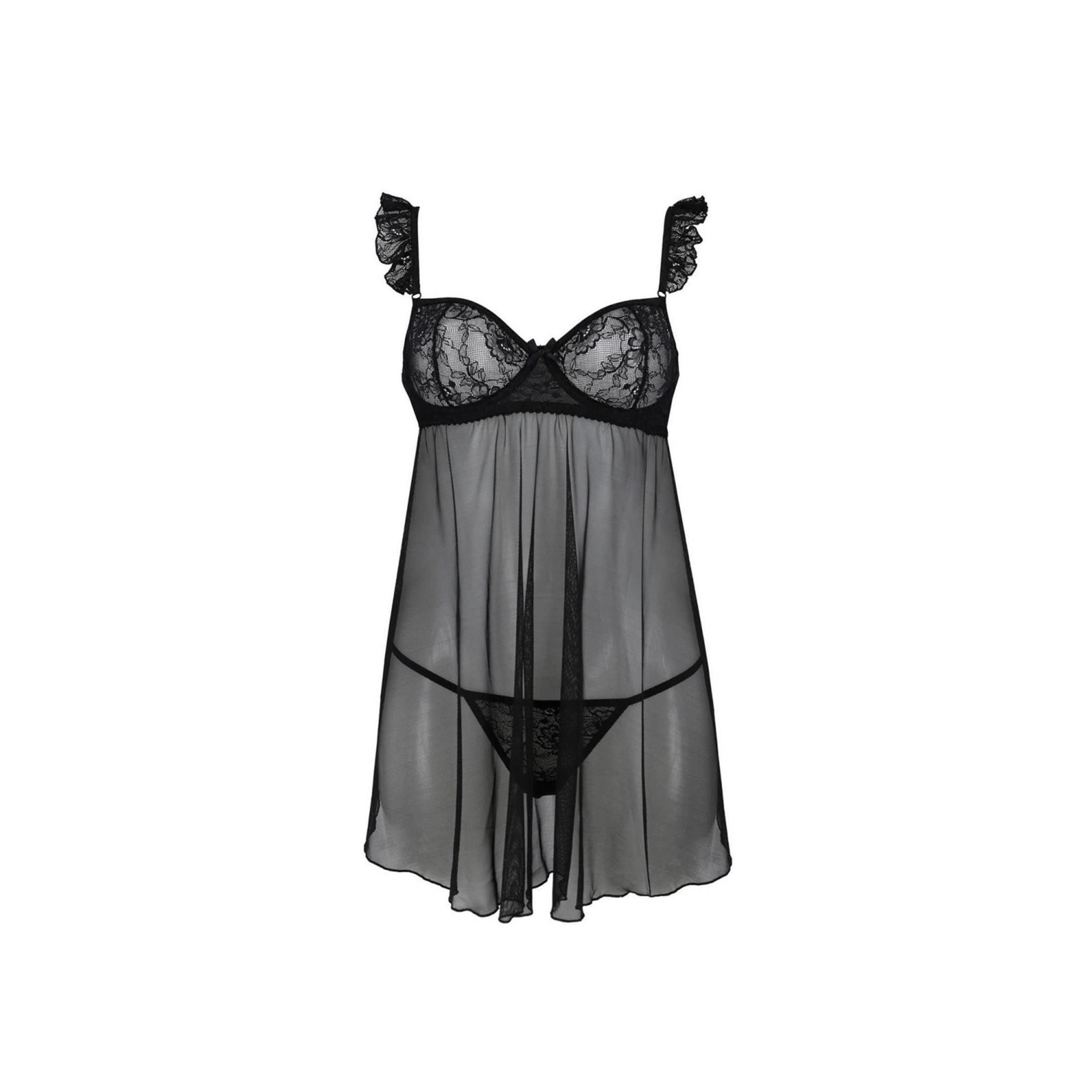 Avanua Negligé AV Milagros chemise & thong black - (L/XL,S/M)