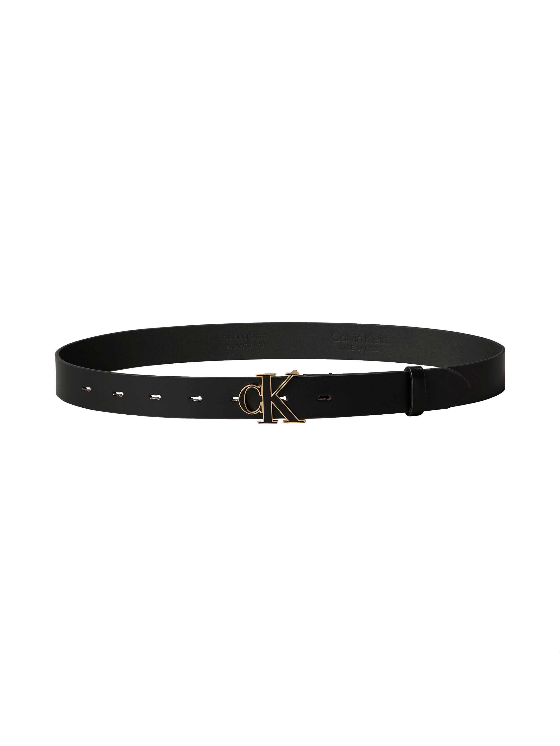 Calvin Klein Ledergürtel ROUND CK BUCKLE 30MM BELT INLAY Größenverstellbar mit Metallschließe