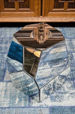 Casa Padrino Beistelltisch Designer Beistelltisch mit antikem Spiegelglas 65 x 50 x H. 60 cm - Designer Kollektion