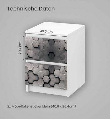MyMaxxi Möbelfolie Kommodenaufkleber Malm Abstrakte Sechsecke 3D