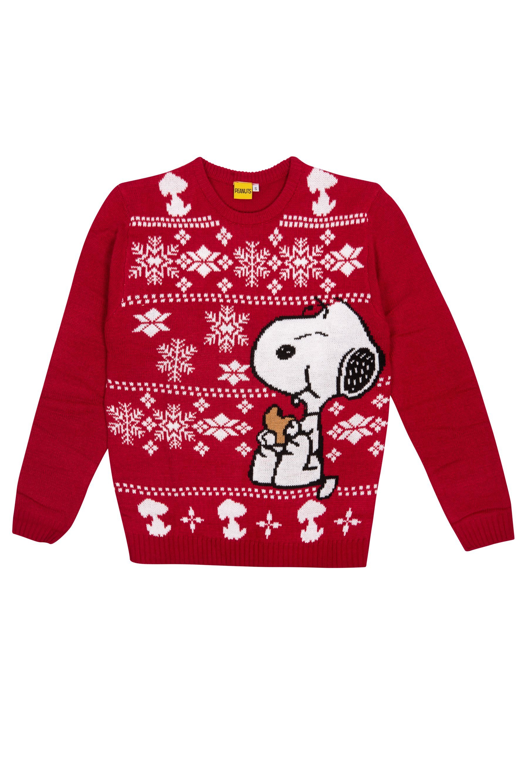 United Labels® Weihnachtspullover The Peanuts Winterpullover Unisex - Snoopy Rot