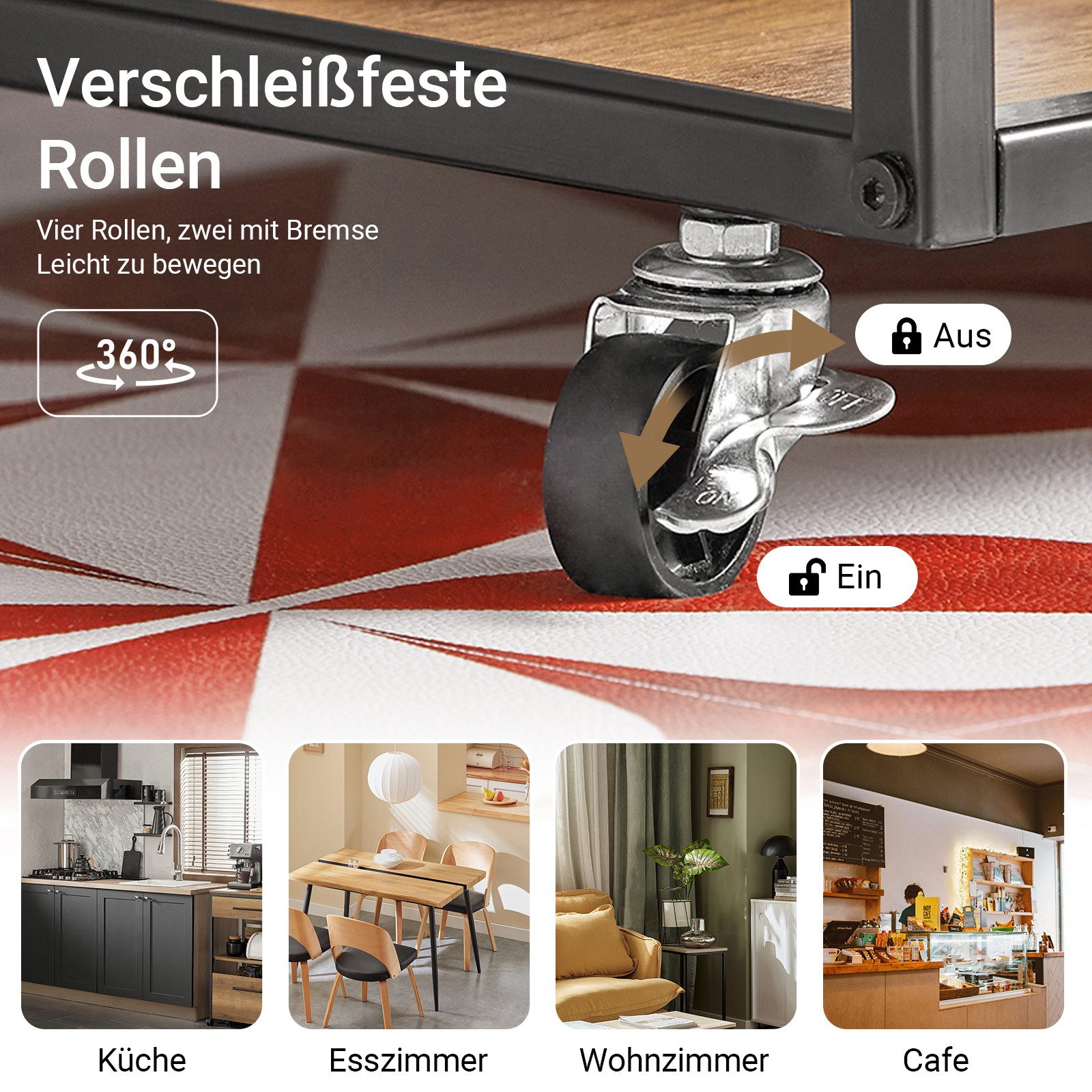SoBuy Küchenwagen FKW99, Servierwagen Beistellwagen Rollwagen Teewagen Barwagen, Küchenrollwagen Küchenregal mit 6 Ablagen und 1 Schublade – Bild 4 von 5