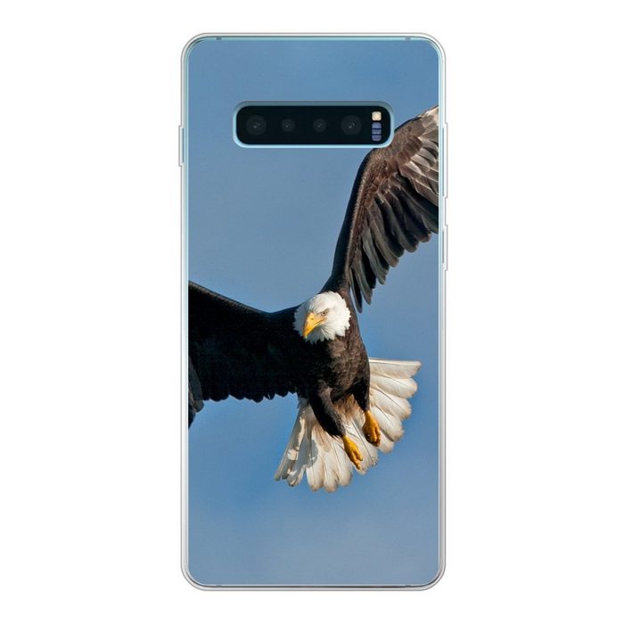 MuchoWow Handyhülle Ein amerikanischer Weißkopfseeadler am blauen Himmel Phone Case Handyhülle Samsung Galaxy S10+ Silikon Schutzhülle