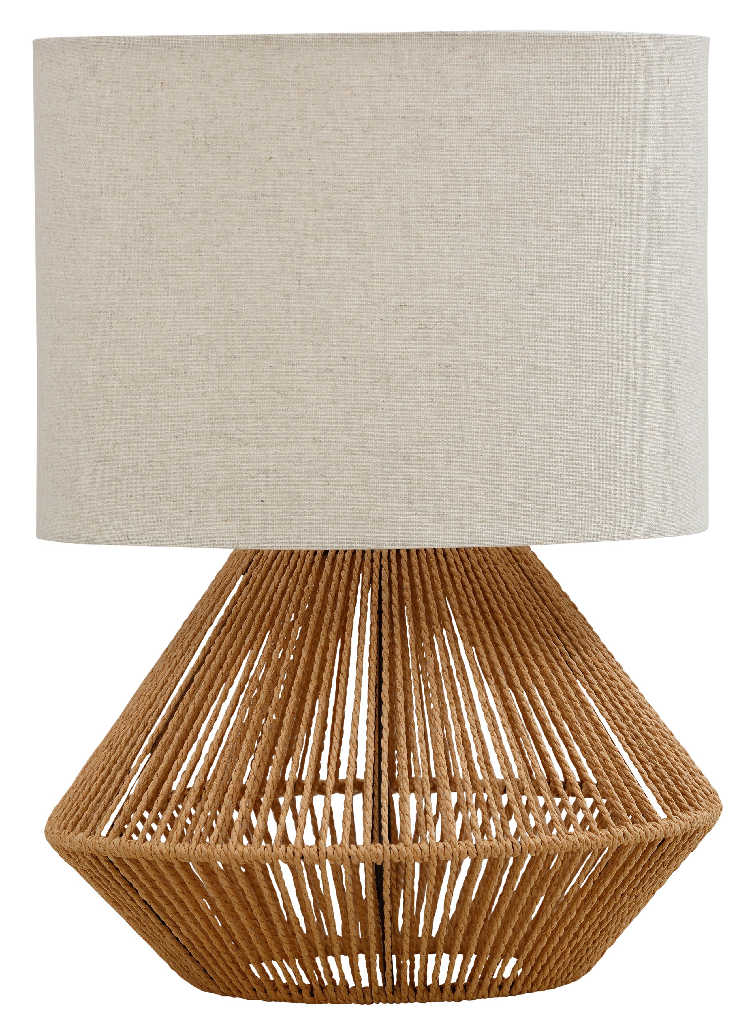 Lena beige mit Leinenschirm - braun/naturweiß/beige/beige Leuchtmittel, Tischleuchte by Home ohne / Sisal Zuri, Gercke Schnur, Stoff Tischlampe LeGer