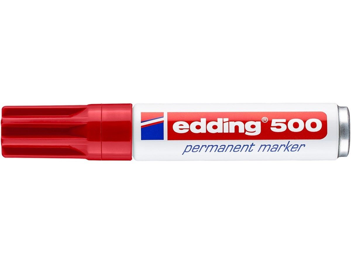 edding Permanentmarker Permanentmarker 500 mit Keilspitze in Rot, nachfüllbar