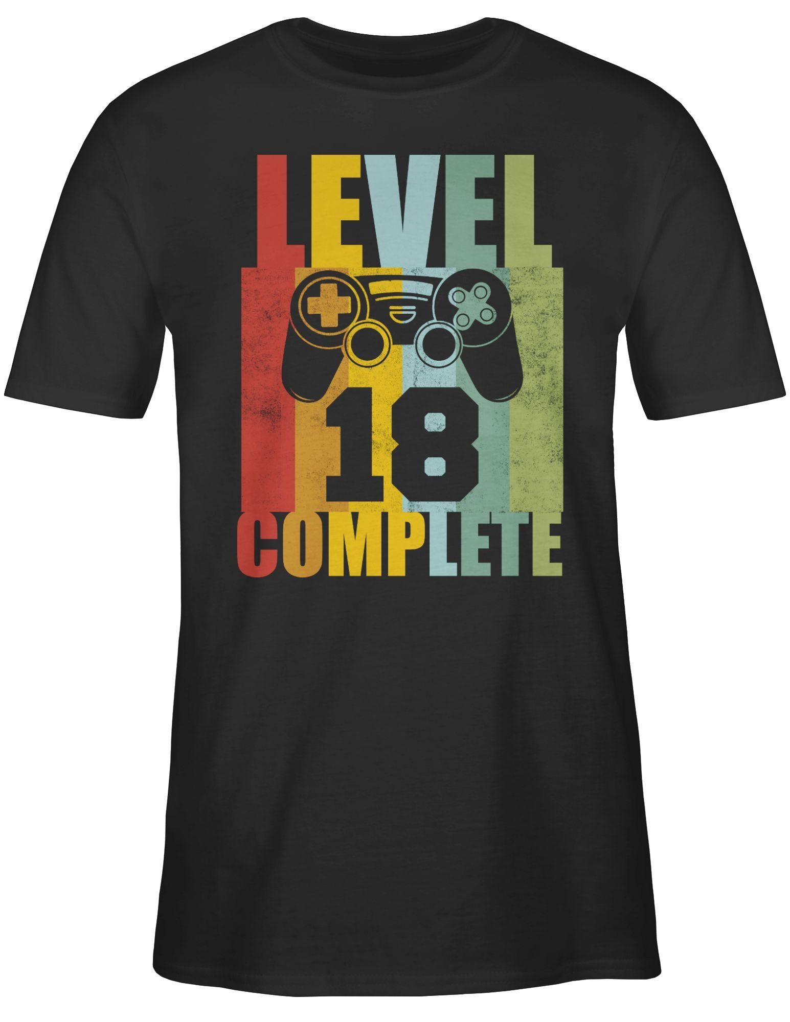 Shirtracer T-Shirt Level Eighteen 01 18. Schwarz Vintage complete Geburtstag