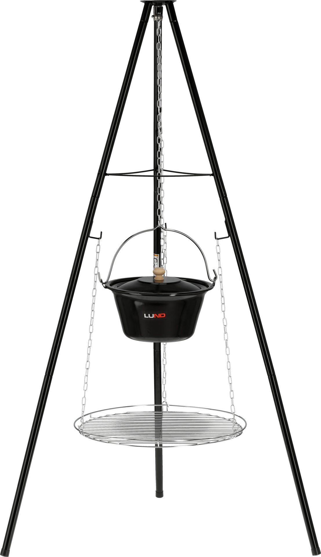TRIZERATOP Holzkohlegrill Grille et bol suspendus à un trépied de 49 cm, Hängegrill Dreibein und Hängekessel 49cm, Hängegrill Dreibein und Hängekessel 49cm