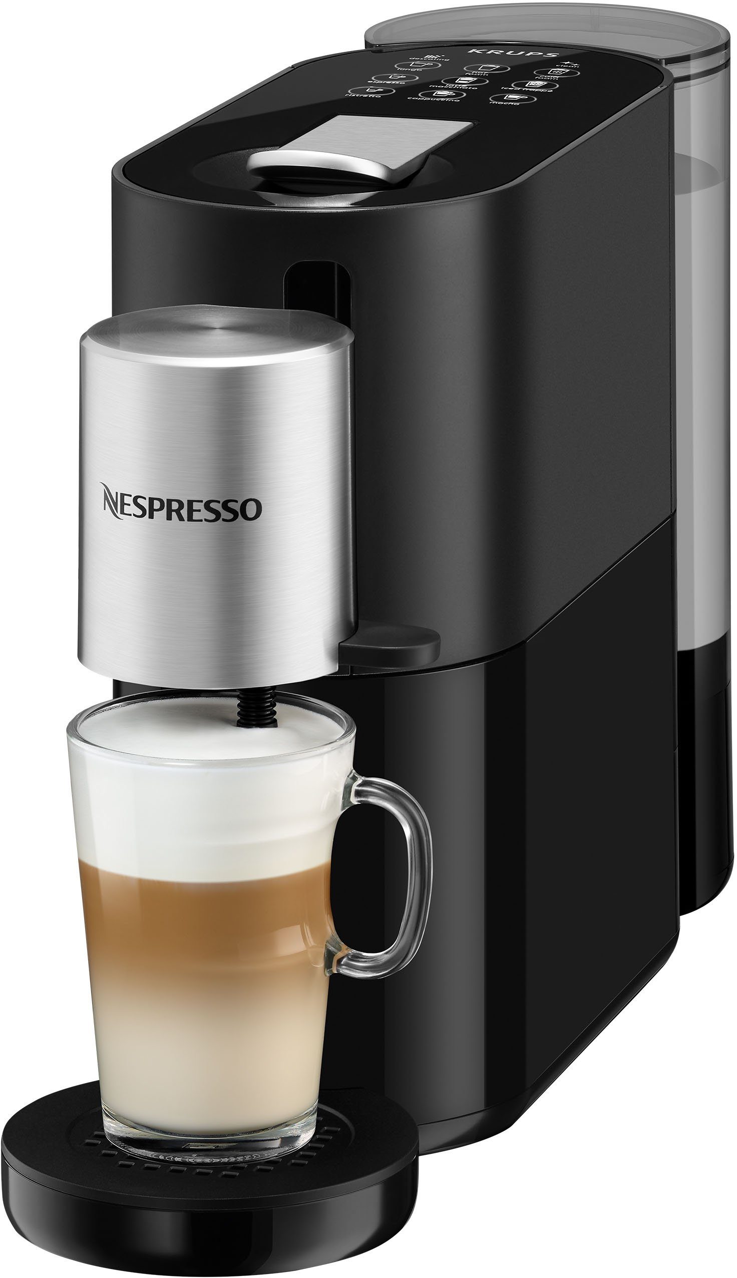 Atelier 1 von 19 L, Wassertank: Nespresso Bar Nespresso inkl. XN8908 Druck, Kapseln Glastasse Kapselmaschine + Krups,