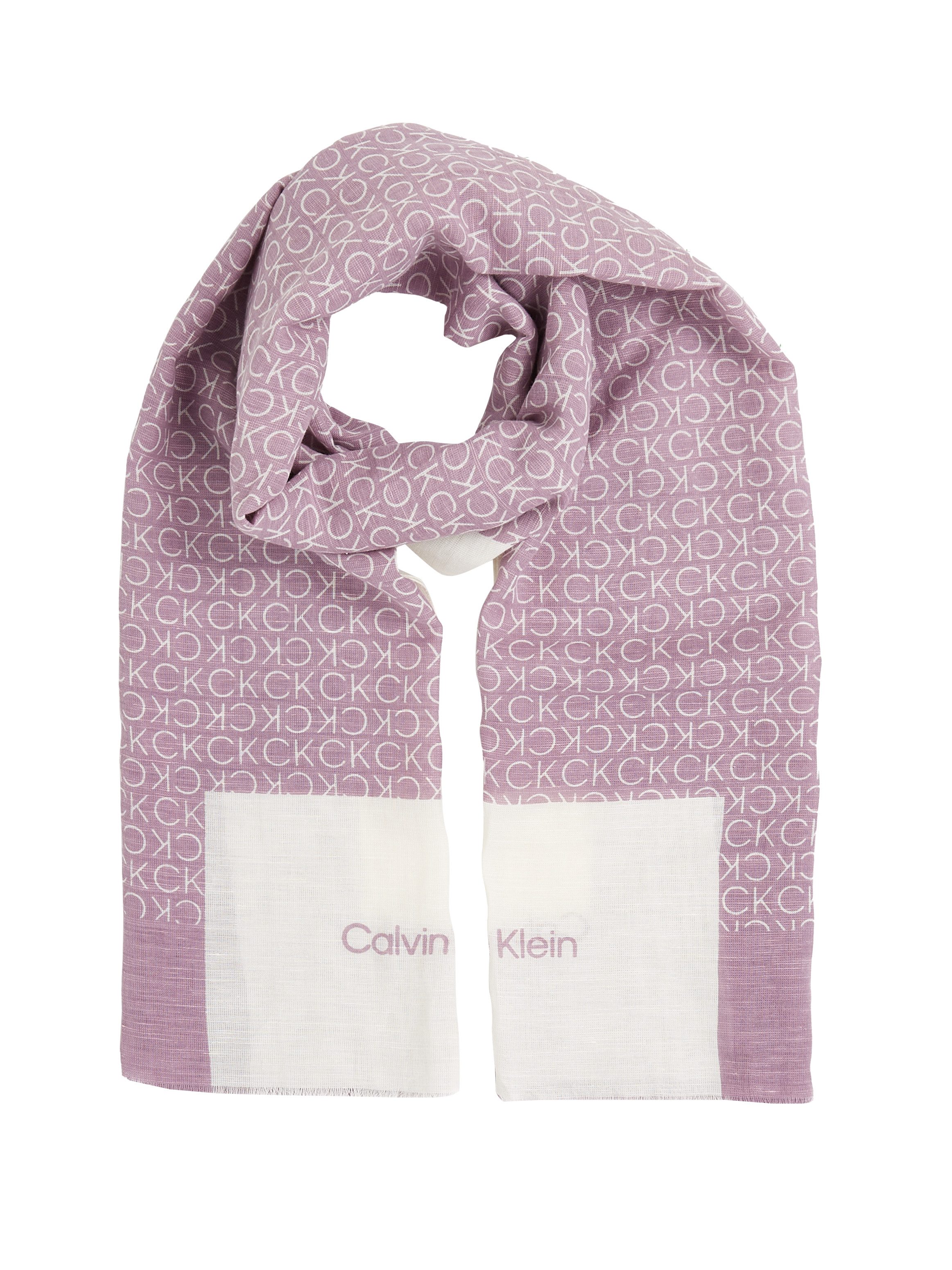 Calvin Klein Schal GEO MINIMAL LOGO LINEN STOLE, Logoprägung, ausgefranste günstig online kaufen
