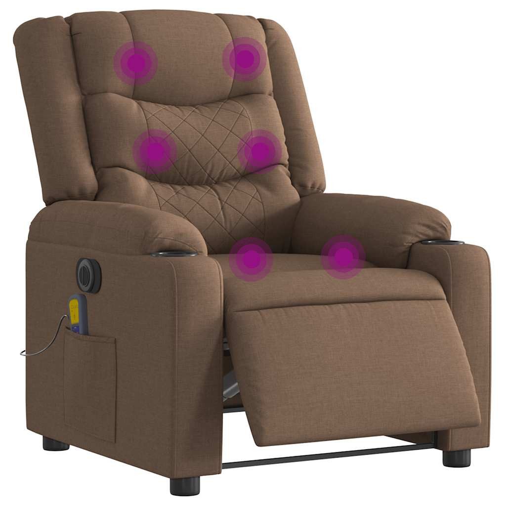 vidaXL Sessel Massagesessel Elektrisch Braun Stoff günstig online kaufen
