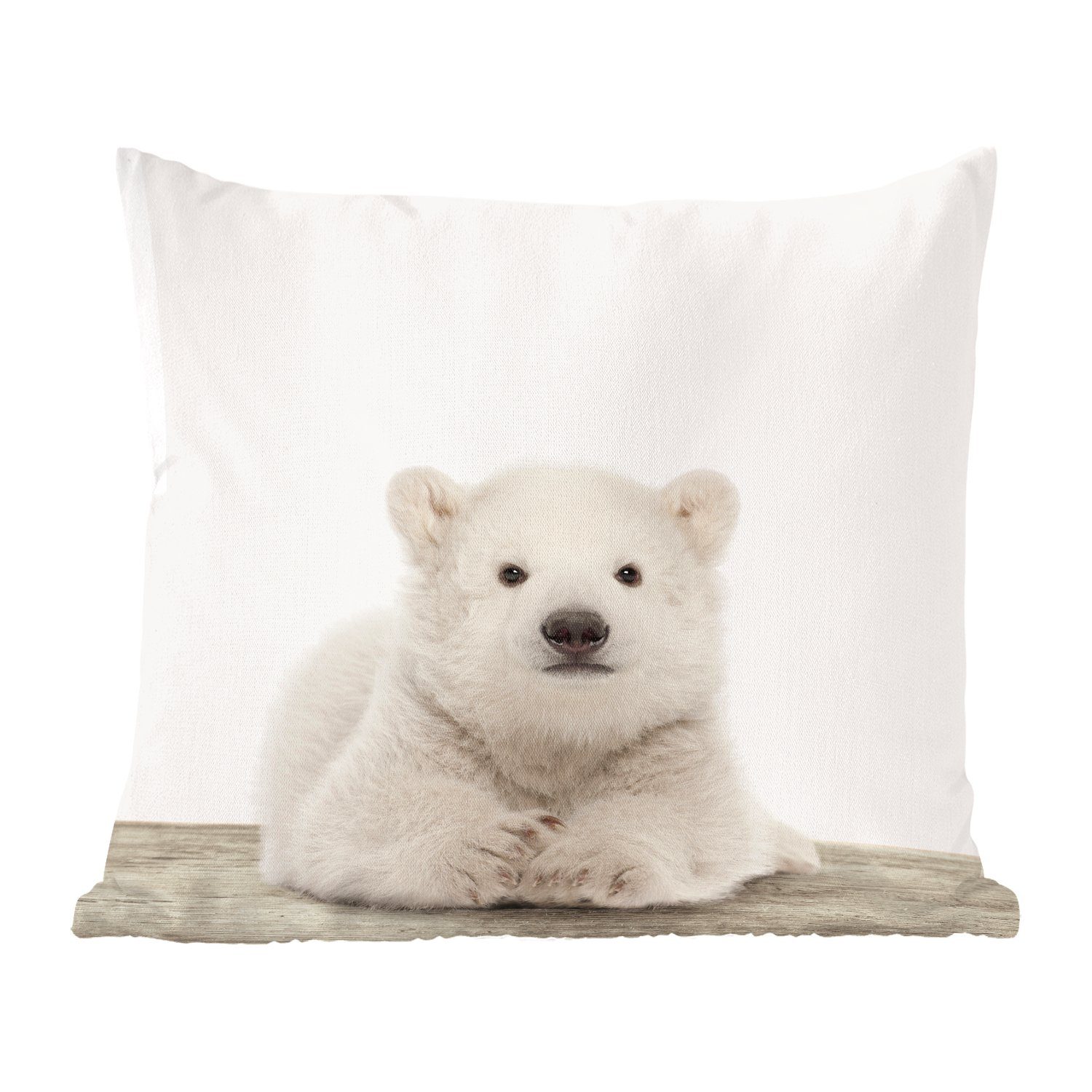 MuchoWow Dekokissen Tier - Weiß - Eisbär, Zierkissen mit Füllung für Wohzimmer, Schlafzimmer, Deko, Sofakissen