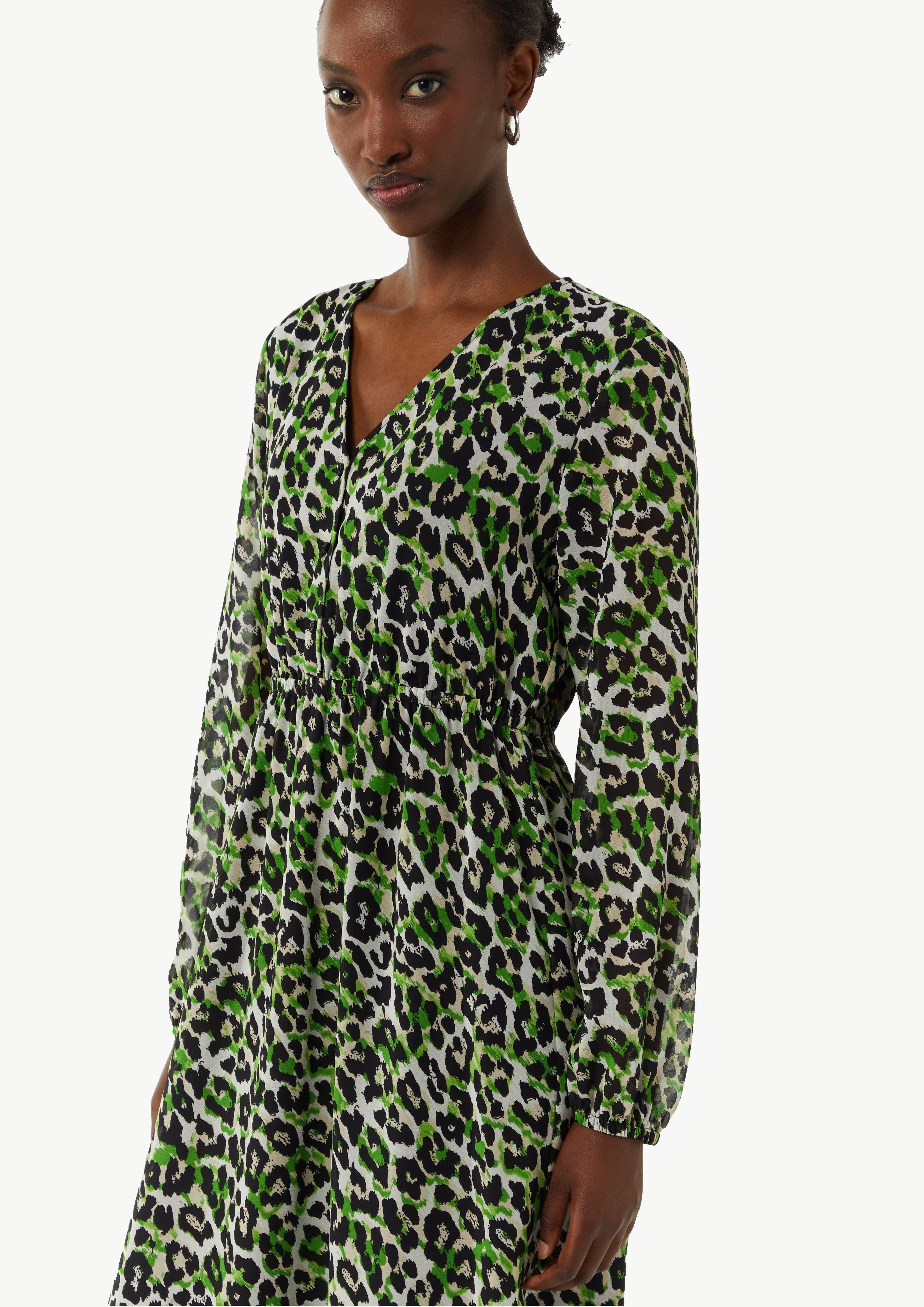 Comma Minikleid Kurzes Chiffon-Kleid mit Leo-Print günstig online kaufen
