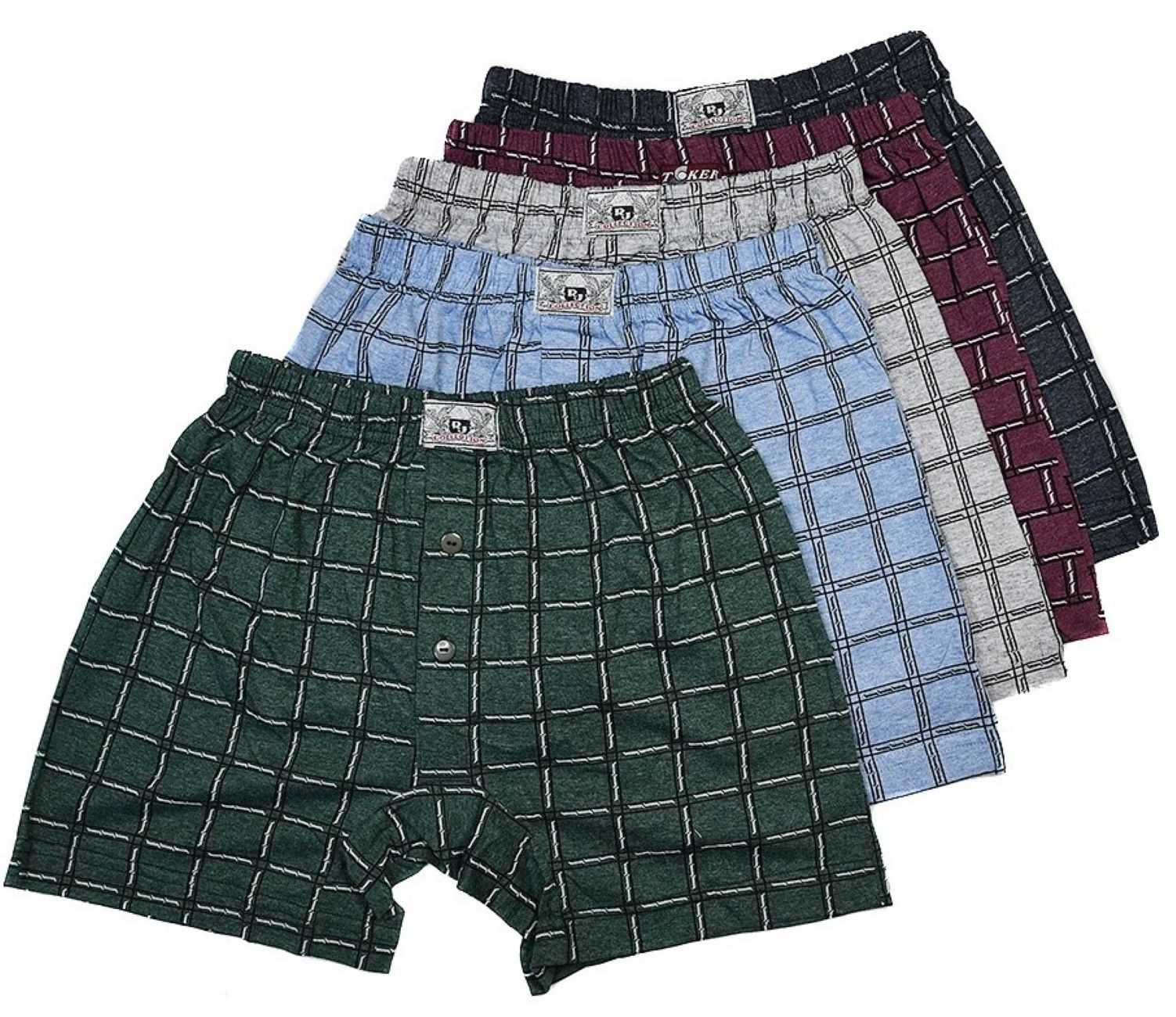 Toker Collection® Boxershorts Herren Boxershort kariert Gr. S,5er Pack (Packung, 5er - Pack) Logostickerei am Bund