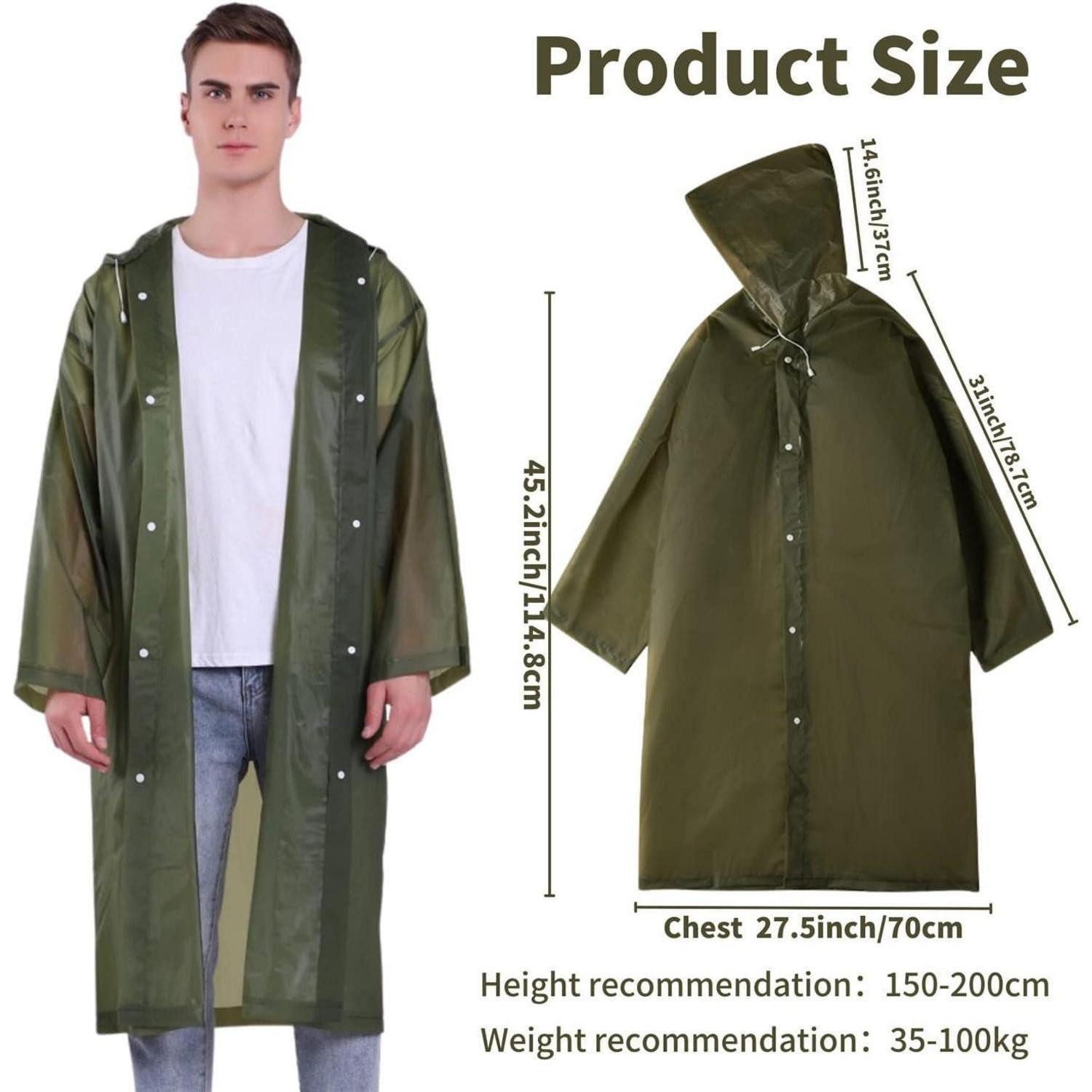 LuxusKollektion Regenmantel Regenponcho Wasserdicht Wiederverwendbar 2 L-5XL Große Größen Olivgrün
