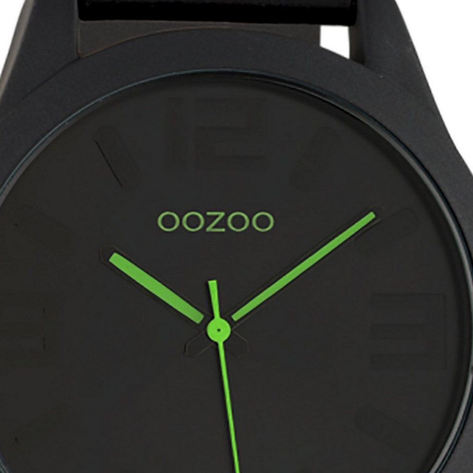 OOZOO Quarzuhr Oozoo Herren Armbanduhr schwarz, Herrenuhr rund, groß (ca.  45mm) Lederarmband, Fashion-Style