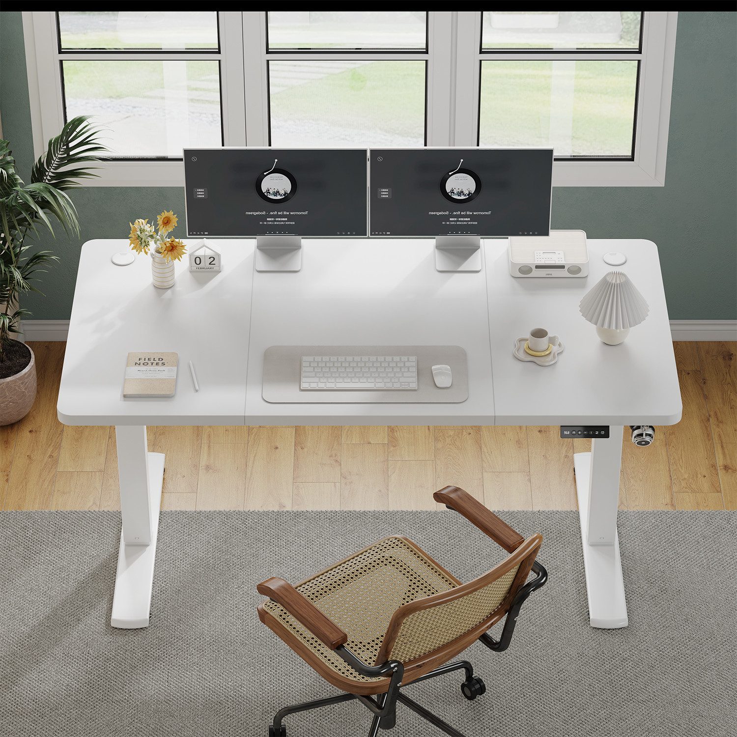 Furnicopia Schreibtisch Höhenverstellbarer mit USB-Ladefunktion und Wecker-Erinnerung (2 Höheneinstellungen 5 Farben und 6 Größen fur eine Vielzahl von Arbeits- – Bild 3 von 5