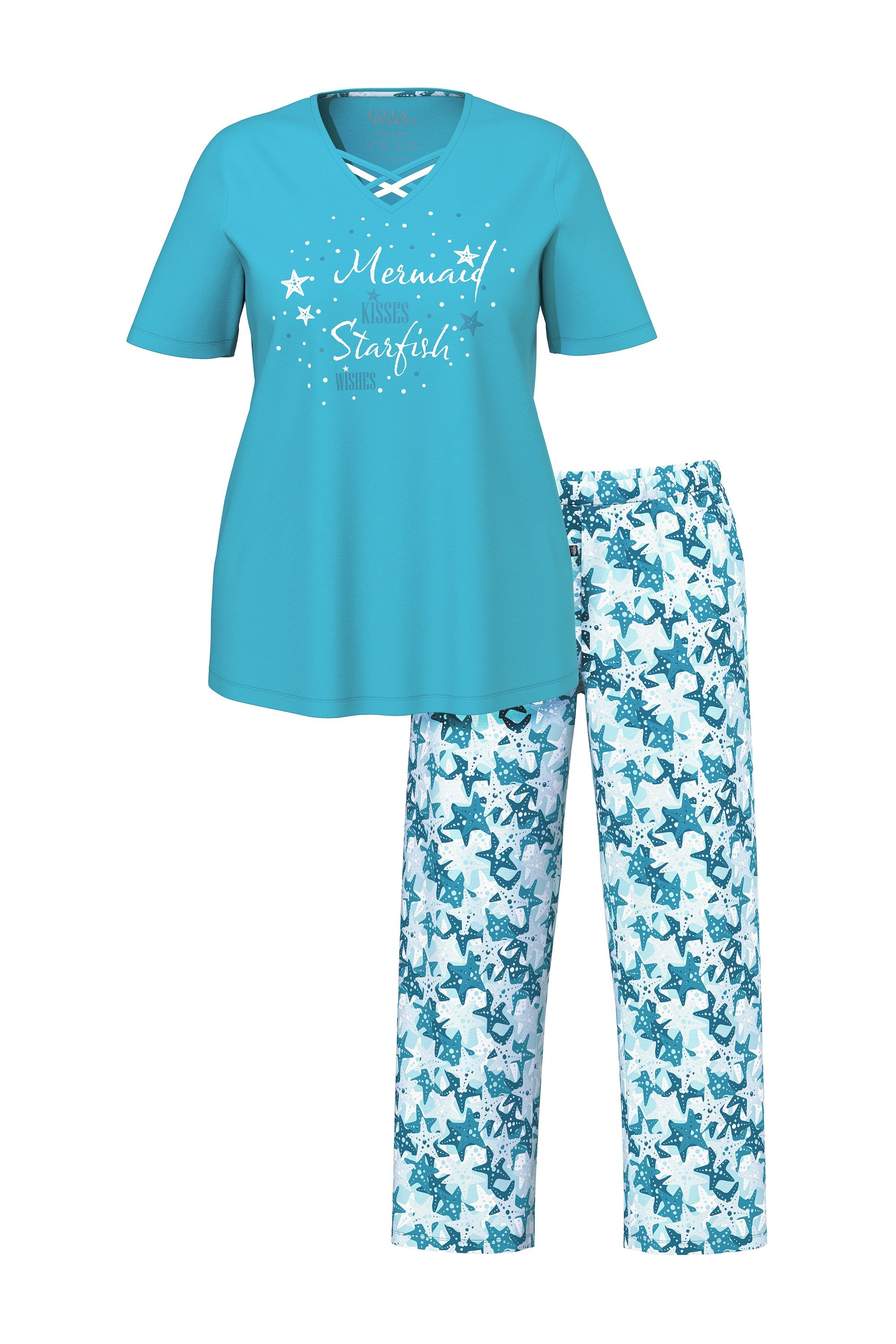 Ulla Popken Pyjama Pyjama Seesterne V-Ausschnitt günstig online kaufen