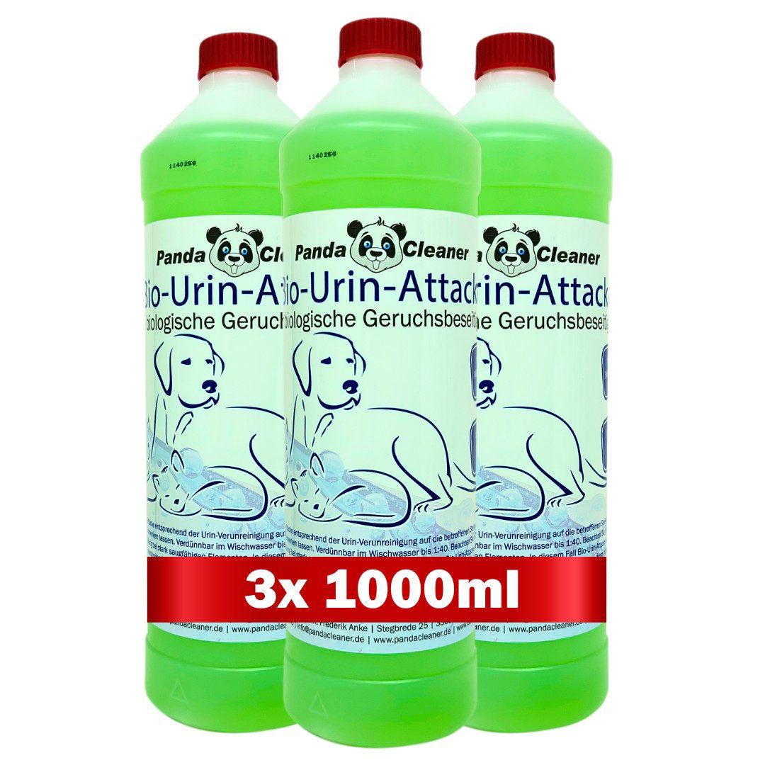 PandaCleaner Geruchsentferner Bio-Urin Attacke - Geruchsvernichter - Biologische Geruchsbeseitigung (Spar-Set, 3-St., 3 x 1000ml Bio Urin Konzentrat), 3000ml