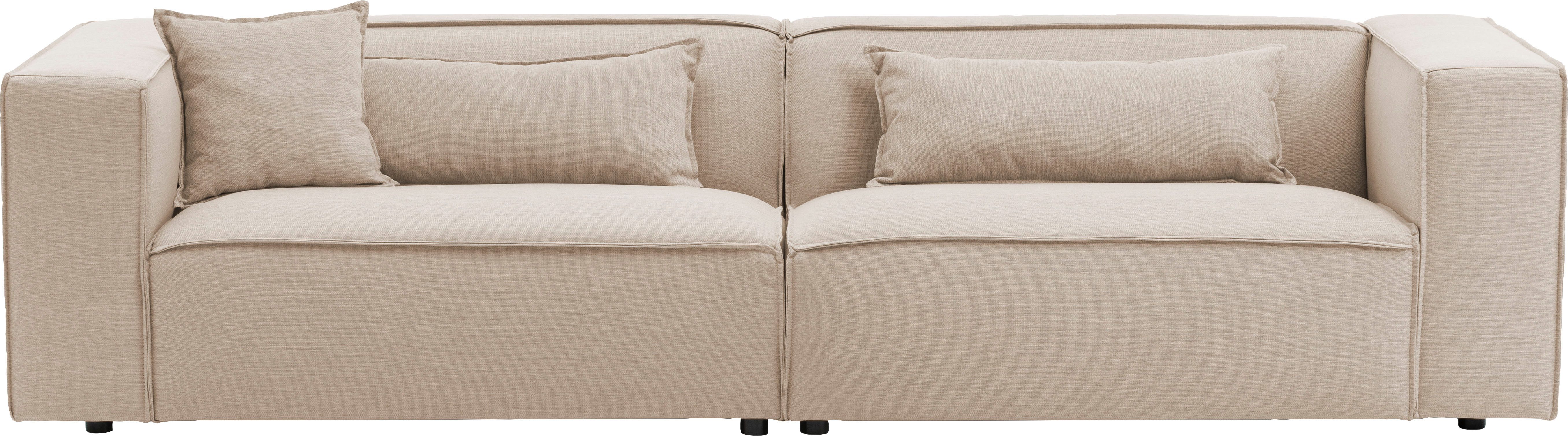 LeGer Home by Lena Gercke 3-Sitzer PIARA, Couch mit Kedernaht, Sofa in Cord oder Leinenoptik, schwarze Füße, bequemer Sitzkomfort