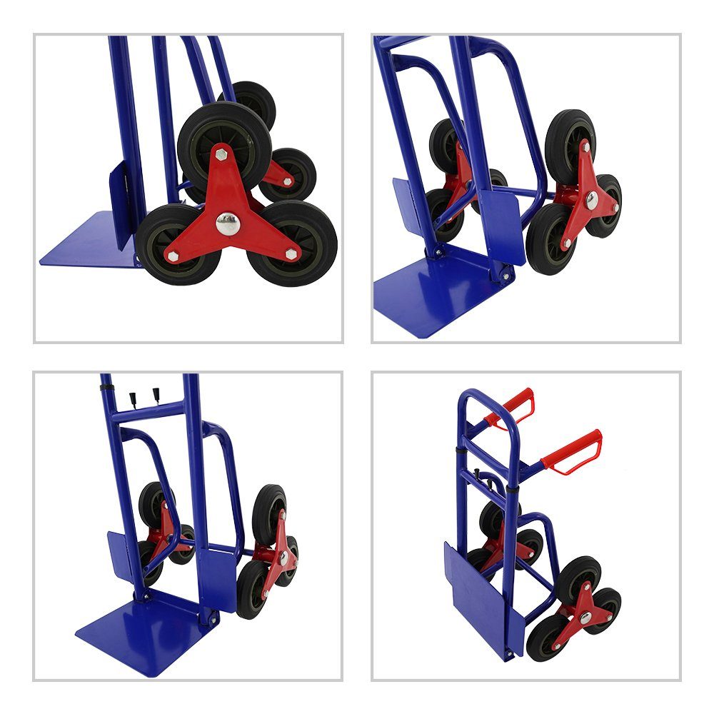 PROREGAL® Sackkarre Ergonomiche Teleskop-Treppensackkarre HxBxT 114x48x62cm, Last 180kg, (Traglast 180kg) – Bild 4 von 5