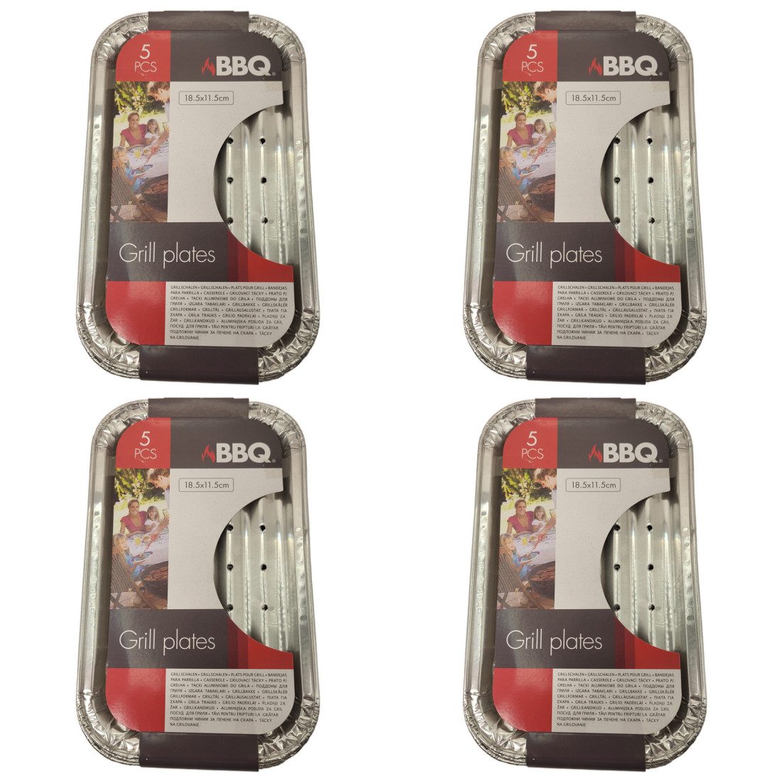 bbqprodukte Grillplatte 4 x BBQ Grillplatte Aluminium Grillzubehör 5 Stück 18x11cm