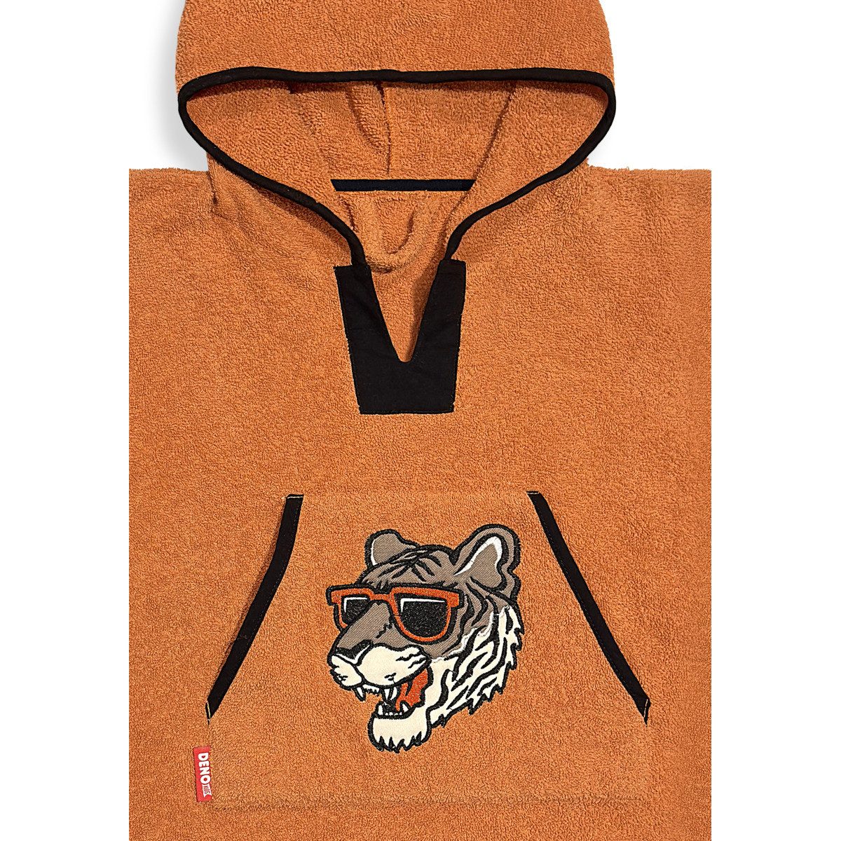 Denokids Badeponcho Poncho Towel Tiger Mustard Jungen, Knielang, Frottee, Applikationen, Druckknopfverschluss / Schlupf, Badeponcho, Bademantel, Badehandtuch, Badetextilien, Cardigan