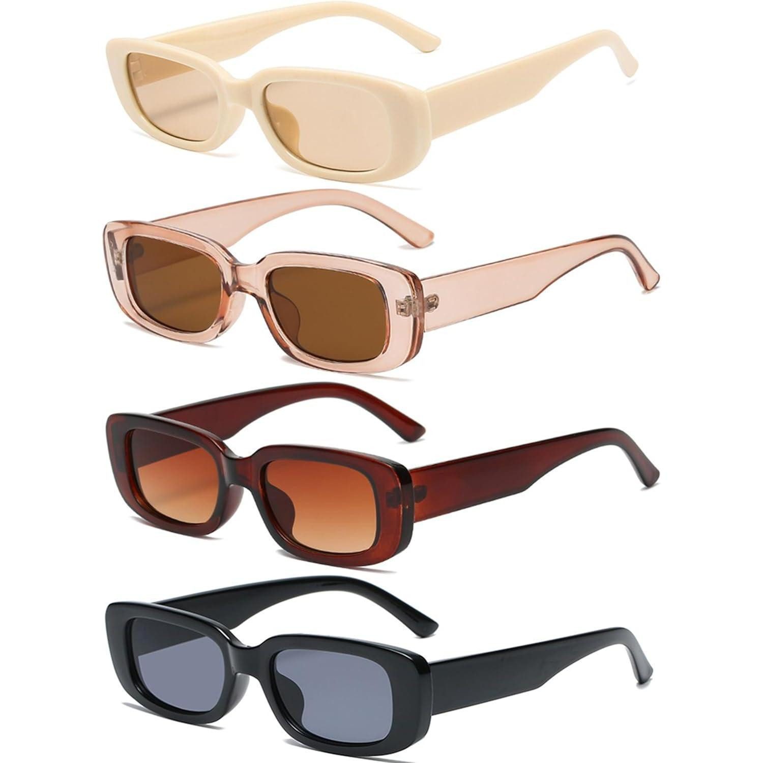 LuxusKollektion Retrosonnenbrille Sonnenbrille Damen rechteckig retro 90er Set 4er 4 Pack Mix E