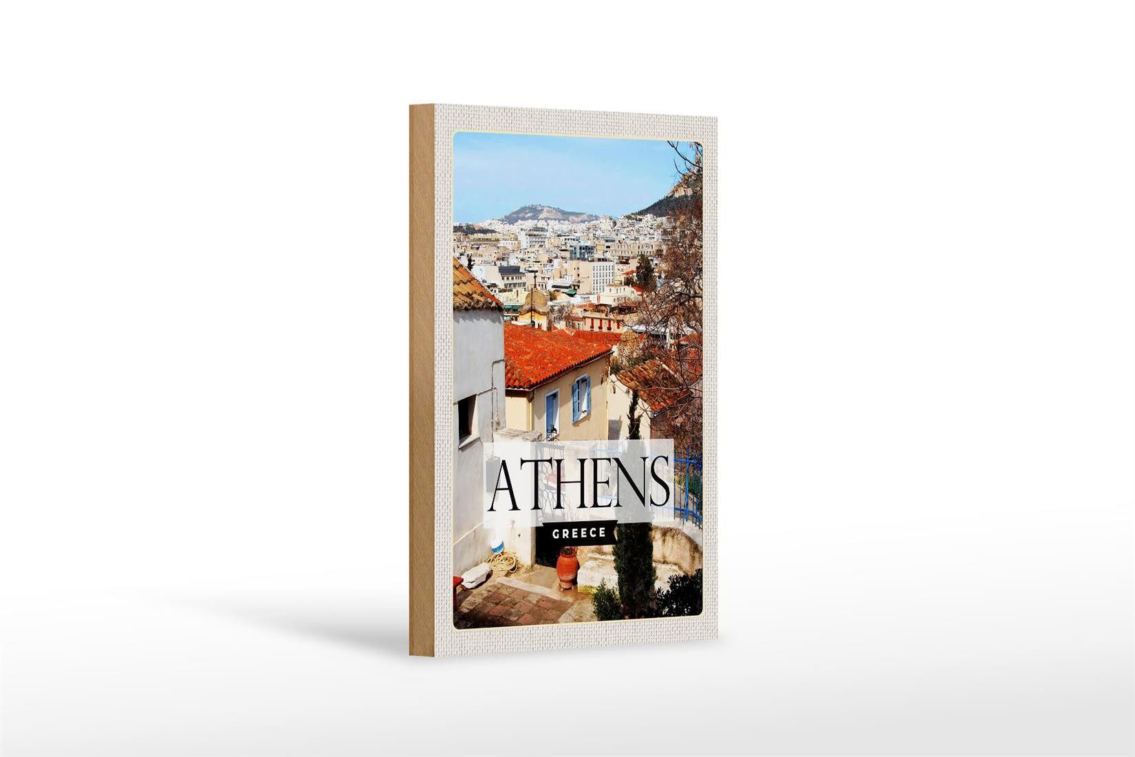 Femer GmbH Holzbild Reise 12x18 cm Athens Greece Stadt Reiseziel, (1 St), Glatte Holzfaserplatte (MDF), vorn beschichtet