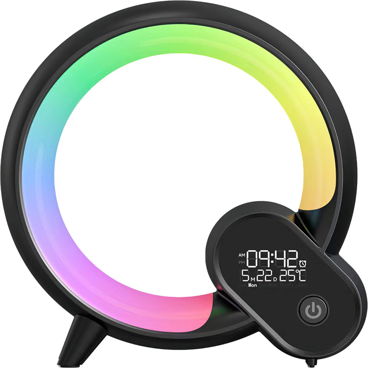 Welikera Nachttischlampe Intelligentes Umgebungslicht, dimmbar, mit Wecker, Bluetooth