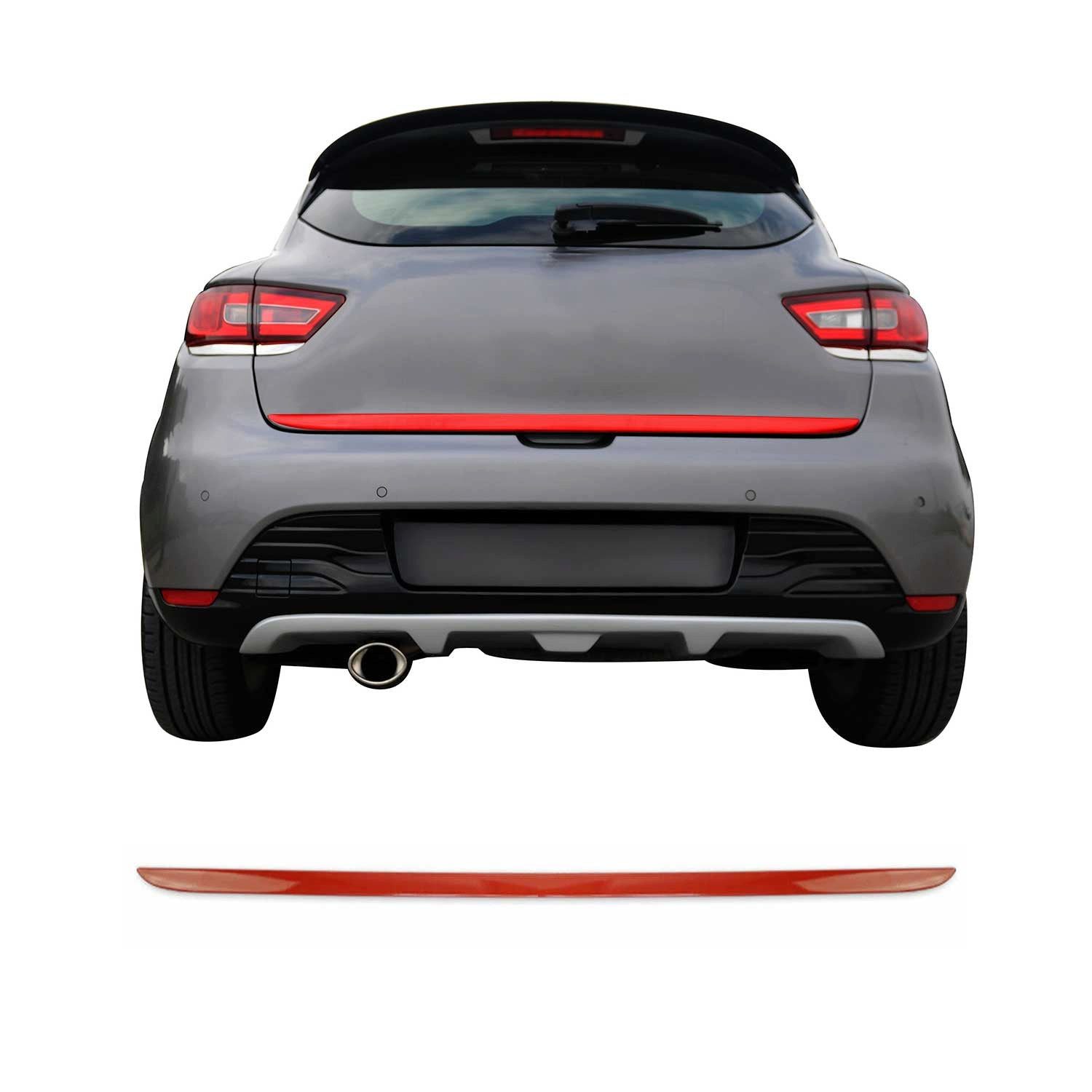 OMAC Zierleisten-Aufkleber Kofferraumleiste Leiste für Renault Clio 2012-2019 Rot 1tlg, (1tlg), Langlebig,Einfache Reinigung,Einfache Installation,Rostbeständig
